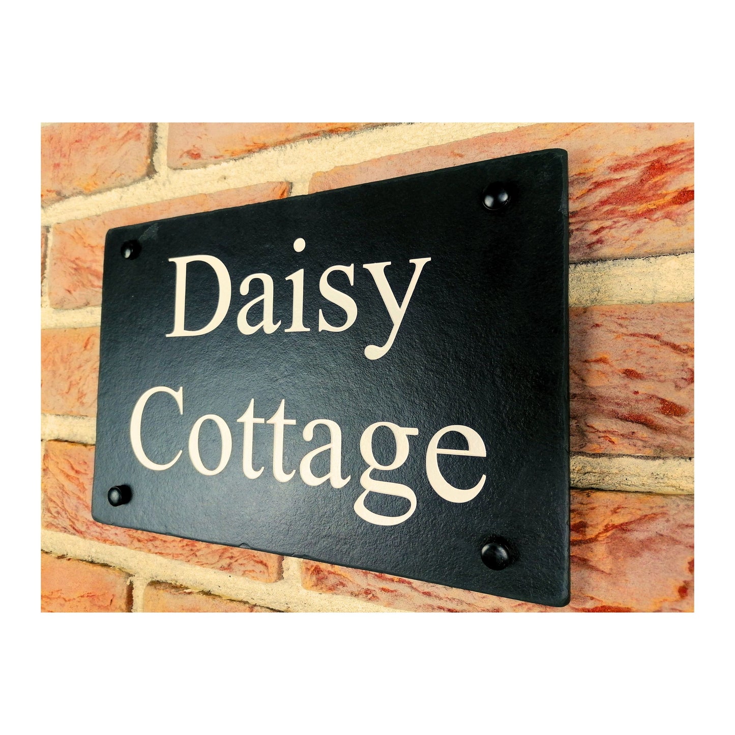 Engraved Natural Slate House Address Sign - Rustic Farmhouse Style Door Number - Wedding, Housewarming, Anniversary Gift Idea