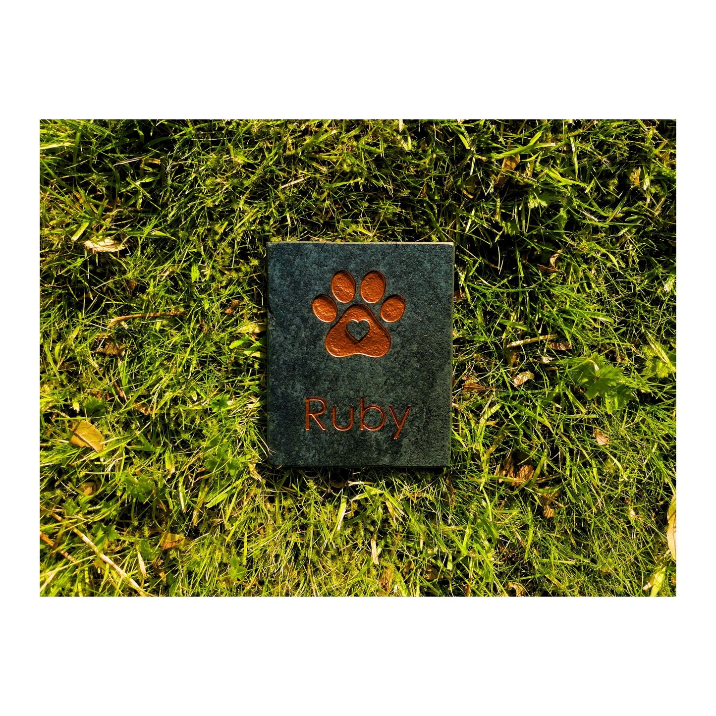 Personalised Custom Pet Paw Print | Engraved Natural Slate Memorial Plaque | Gold Copper Silver | Memories Tributes Markers Stone Headstones