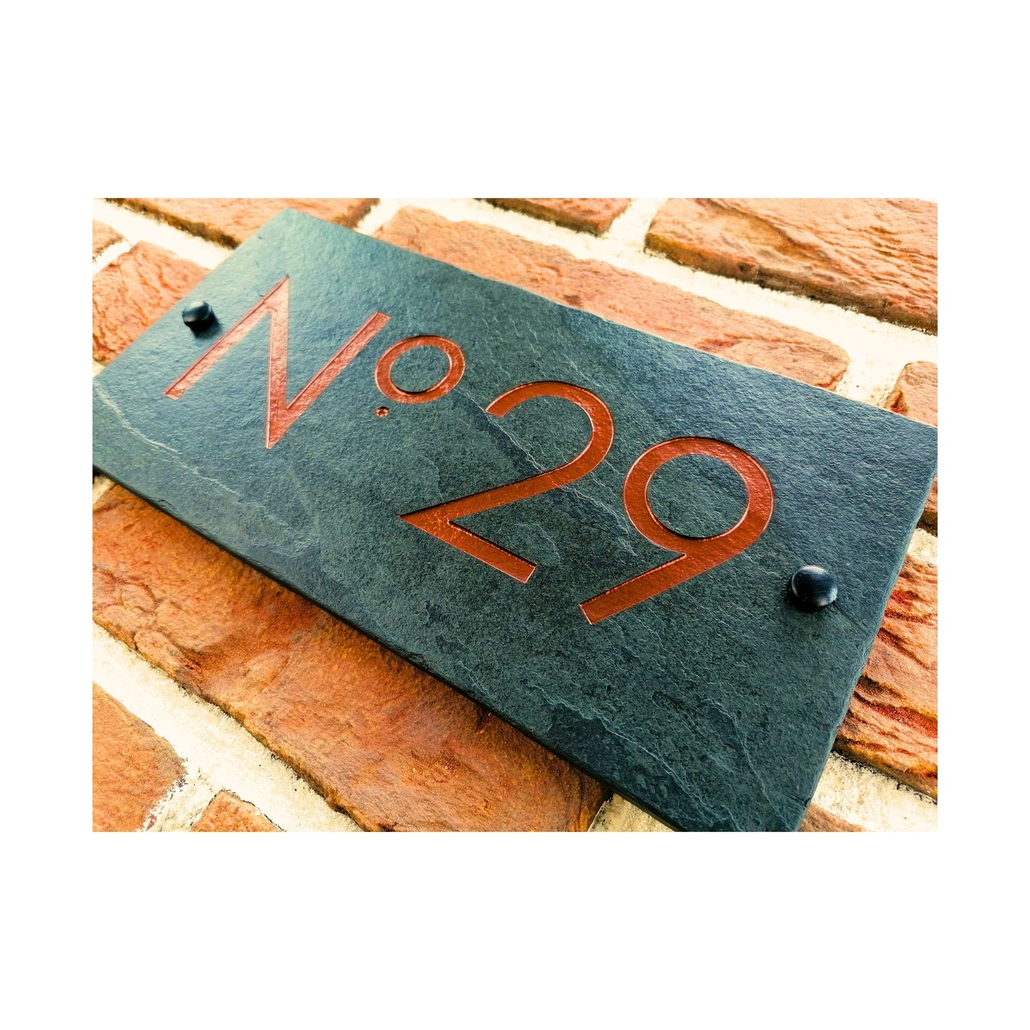 Engraved Natural Slate House Address Sign - Rustic Farmhouse Style Door Number - Wedding, Housewarming, Anniversary Gift Idea