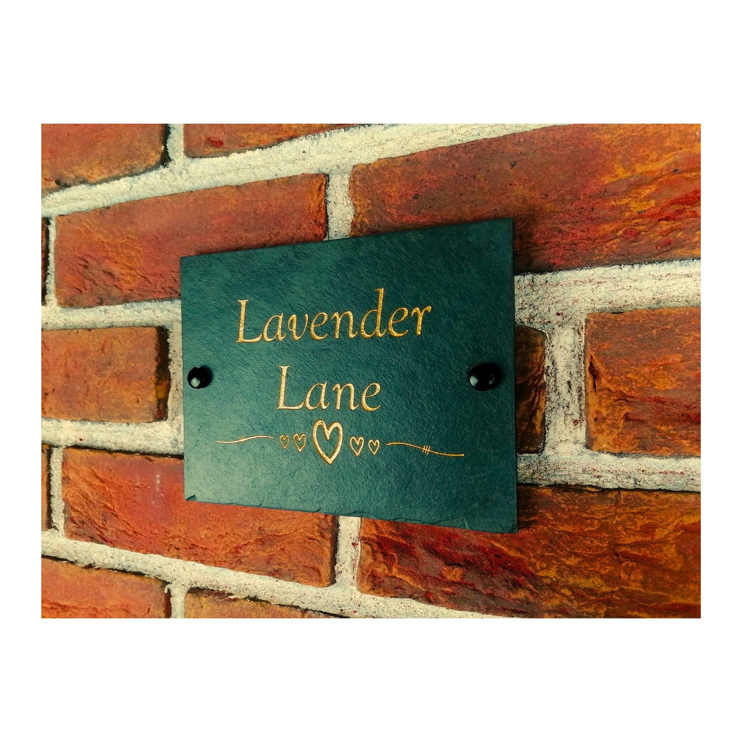 Engraved Natural Slate House Address Sign - Rustic Farmhouse Style Door Number - Wedding, Housewarming, Anniversary Gift Idea