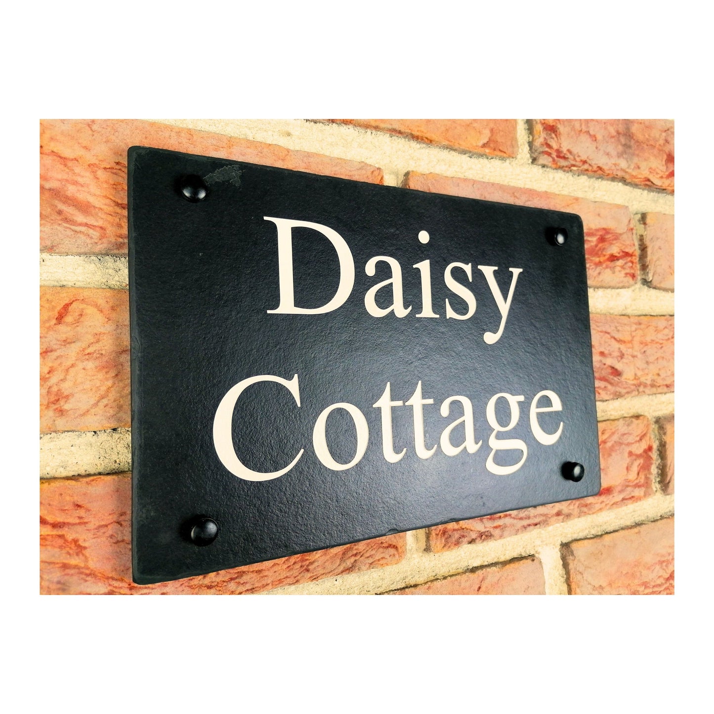 Engraved Natural Slate House Address Sign - Rustic Farmhouse Style Door Number - Wedding, Housewarming, Anniversary Gift Idea
