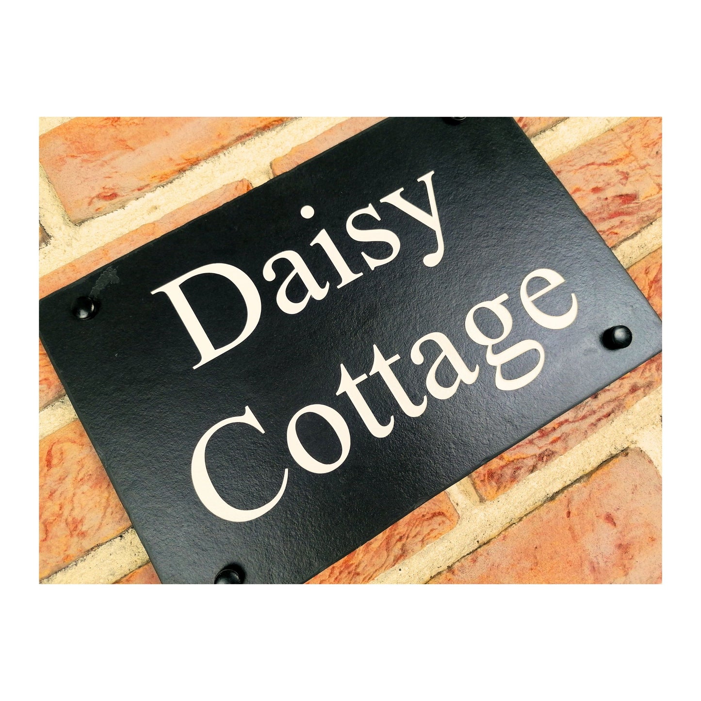 Engraved Natural Slate House Address Sign - Rustic Farmhouse Style Door Number - Wedding, Housewarming, Anniversary Gift Idea