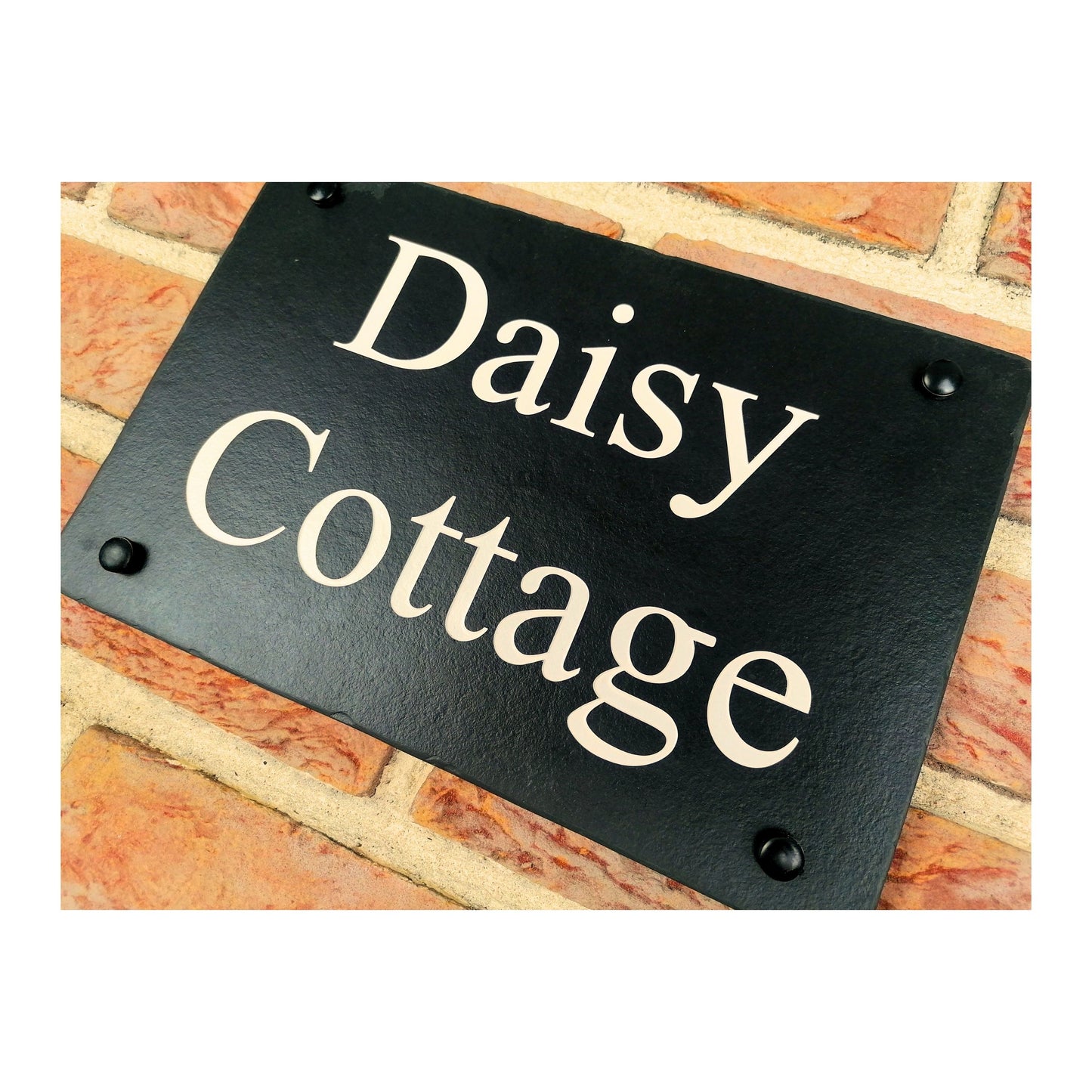 Engraved Natural Slate House Address Sign - Rustic Farmhouse Style Door Number - Wedding, Housewarming, Anniversary Gift Idea