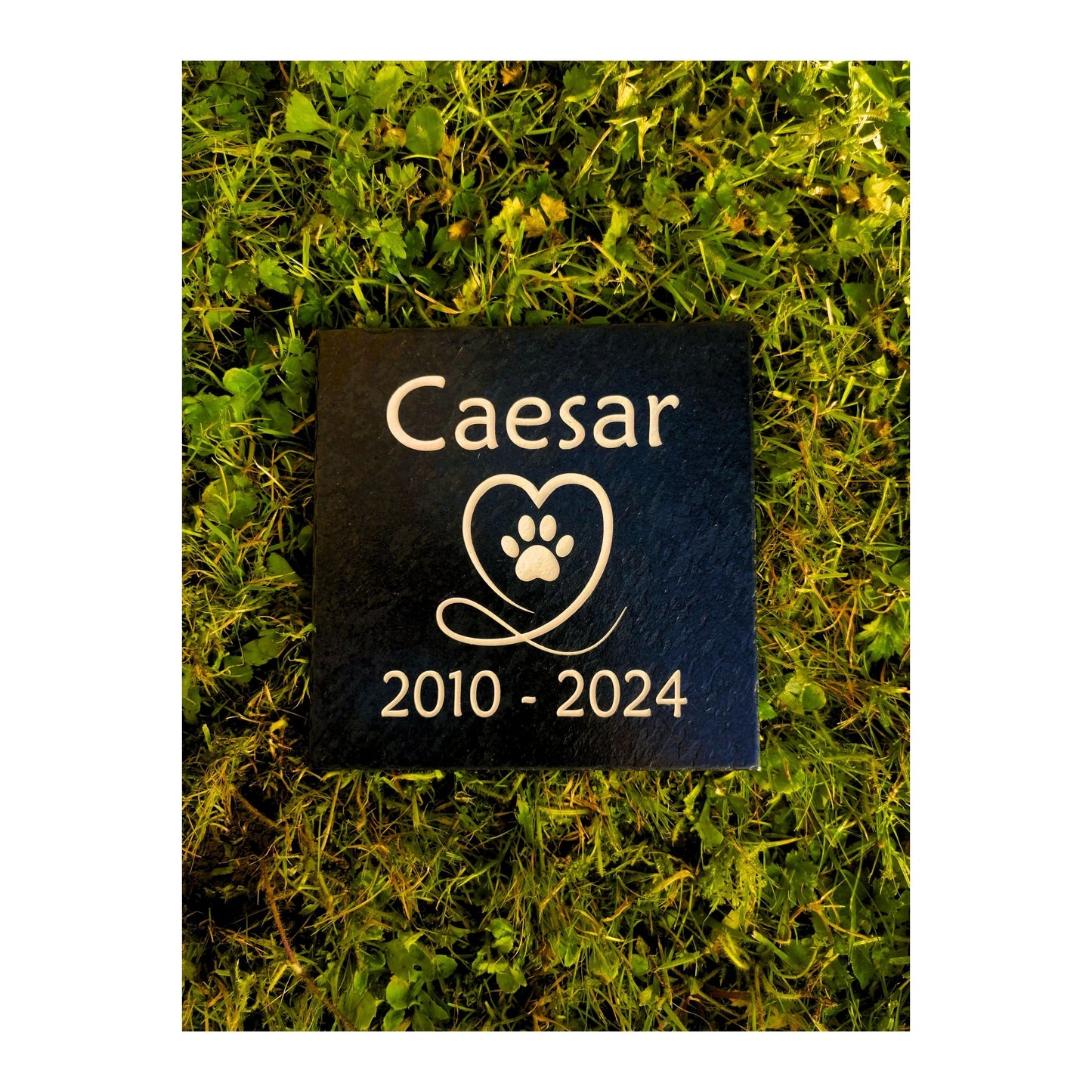 Personalised Custom Pet Paw Print | Engraved Natural Slate Memorial Plaque | Gold Copper Silver | Memories Tributes Markers Stone Headstones