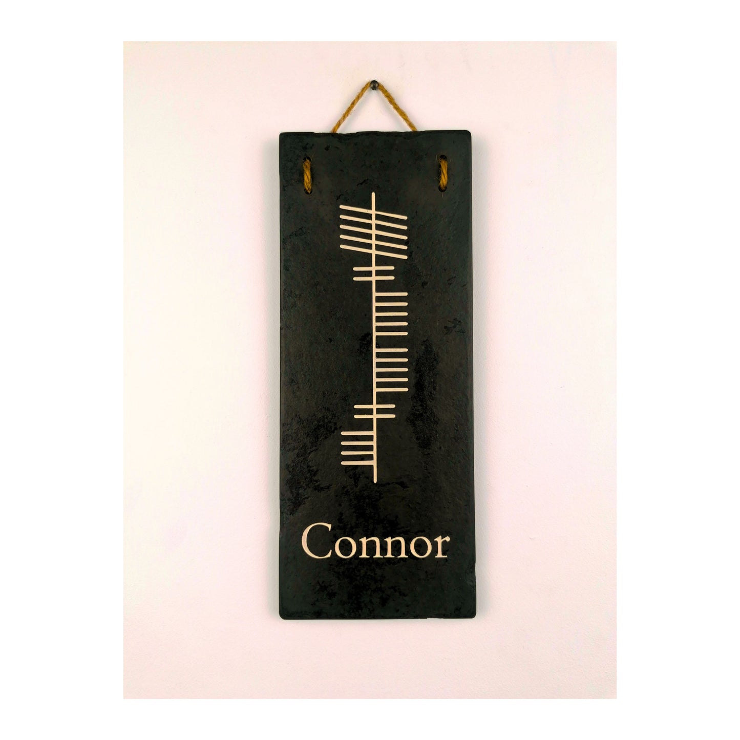 Ogham Wall Hanging | Natural Slate | Handmade Deep Engraved Signs | Celtic Irish Gaelic Traditional | Rustic Home Decor | Unique Gift Ideas