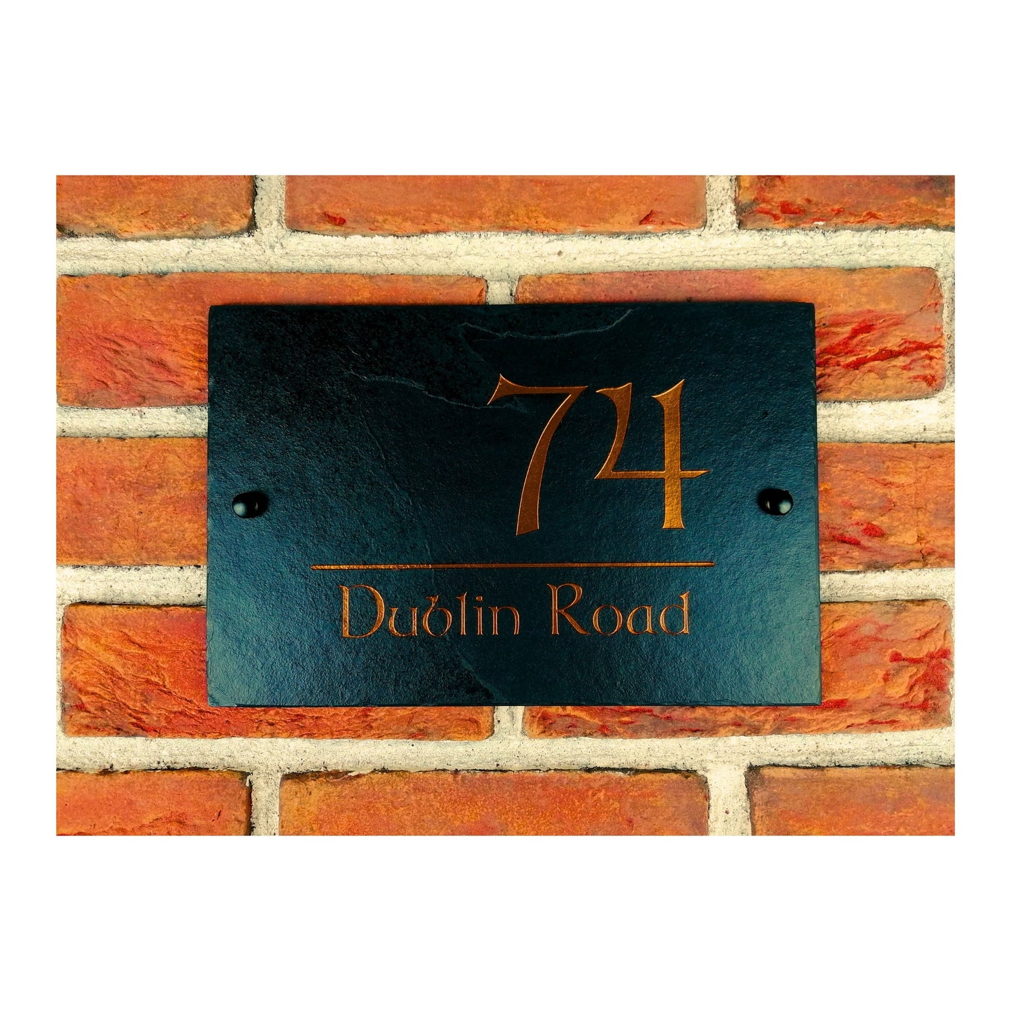 Engraved Natural Slate House Address Sign - Rustic Farmhouse Style Door Number - Wedding, Housewarming, Anniversary Gift Idea