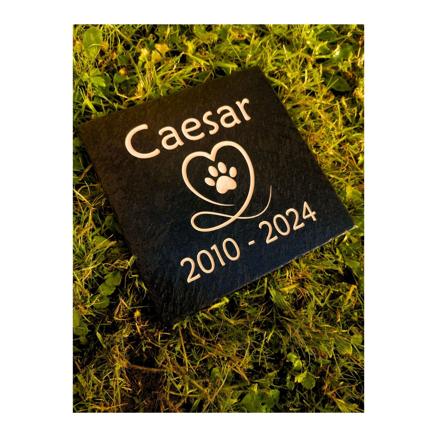 Personalised Custom Pet Paw Print | Engraved Natural Slate Memorial Plaque | Gold Copper Silver | Memories Tributes Markers Stone Headstones