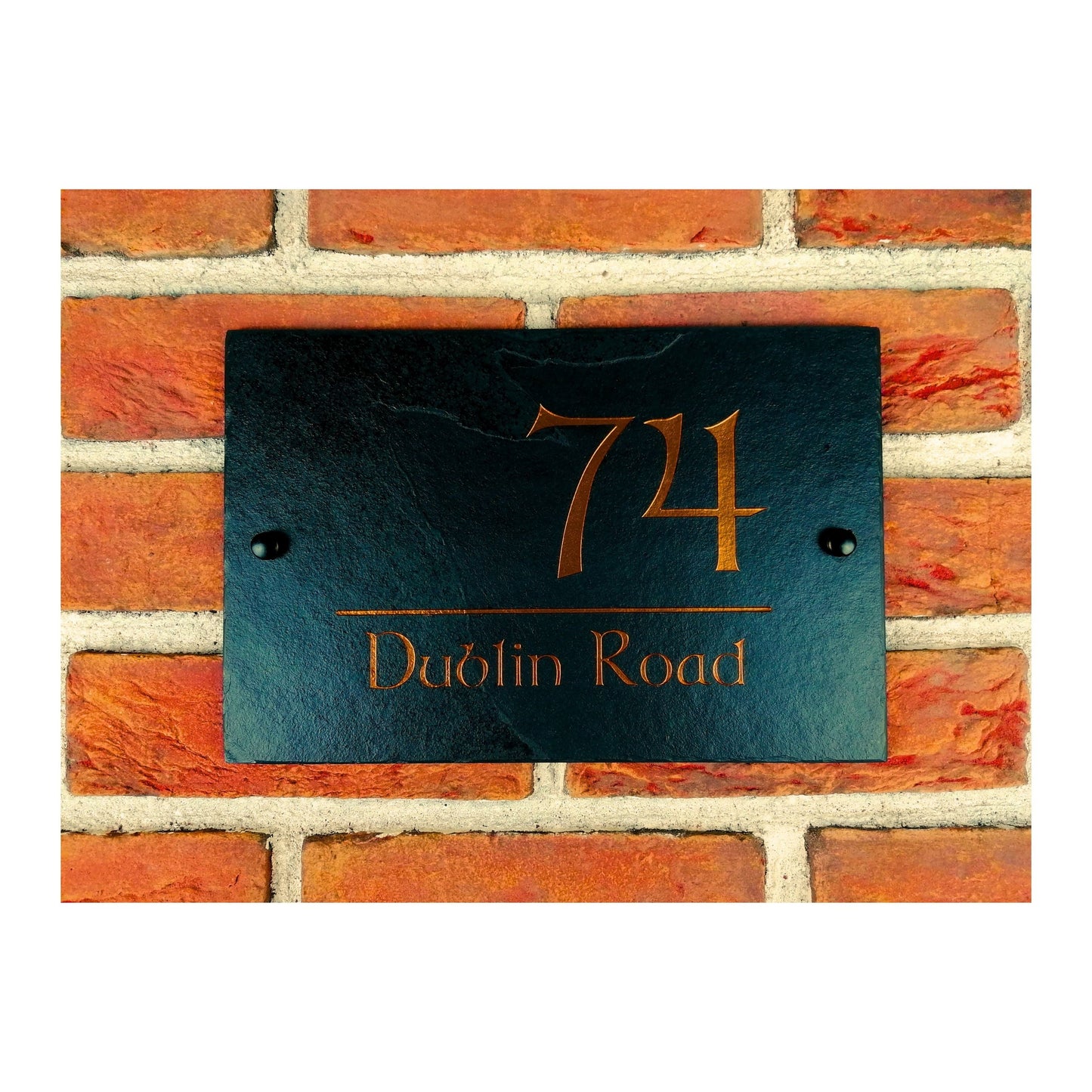 Engraved Natural Slate House Address Sign - Rustic Farmhouse Style Door Number - Wedding, Housewarming, Anniversary Gift Idea