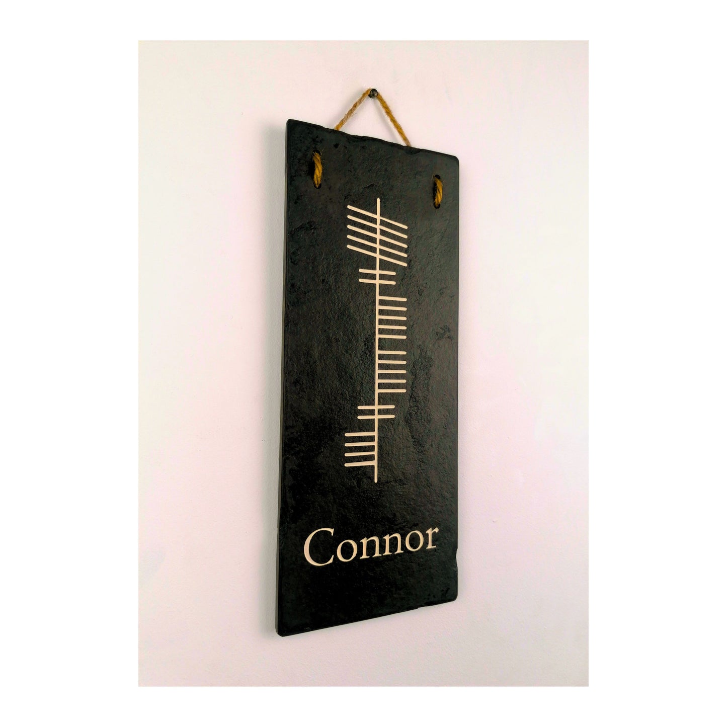 Ogham Wall Hanging | Natural Slate | Handmade Deep Engraved Signs | Celtic Irish Gaelic Traditional | Rustic Home Decor | Unique Gift Ideas