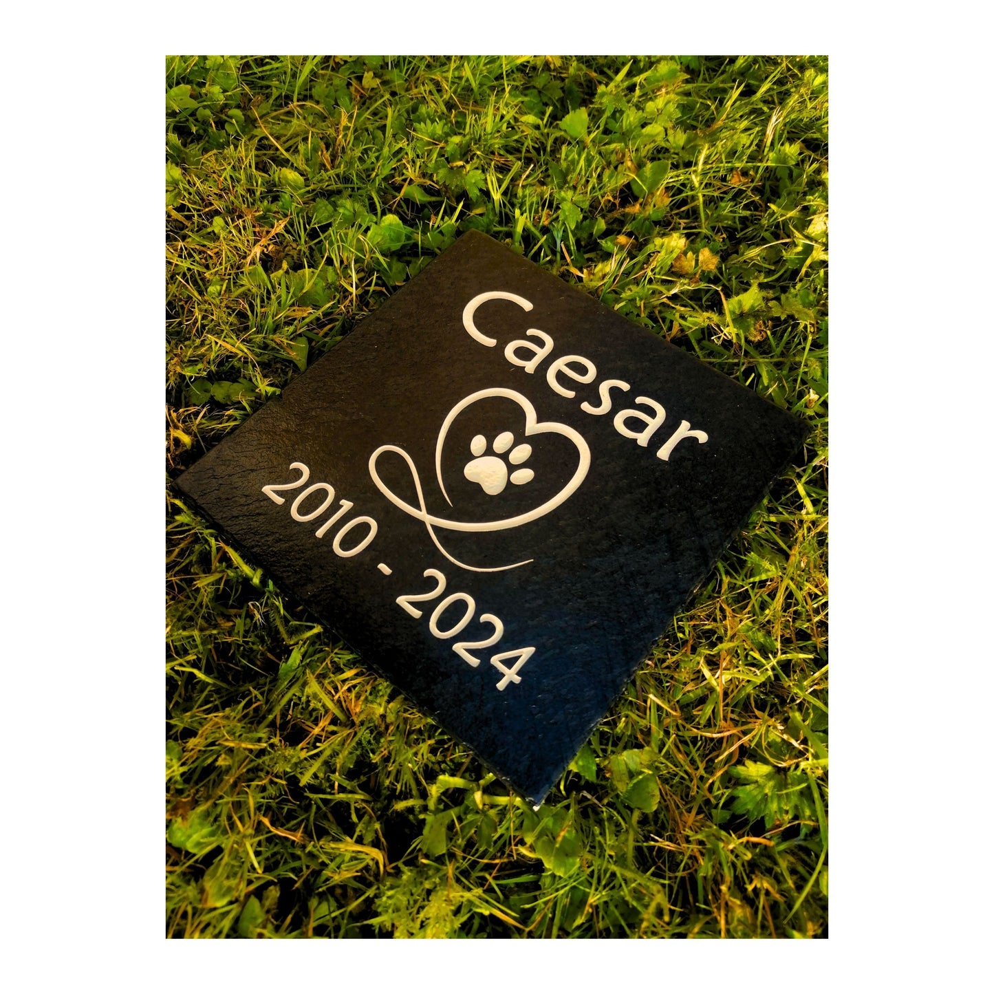 Personalised Custom Pet Paw Print | Engraved Natural Slate Memorial Plaque | Gold Copper Silver | Memories Tributes Markers Stone Headstones
