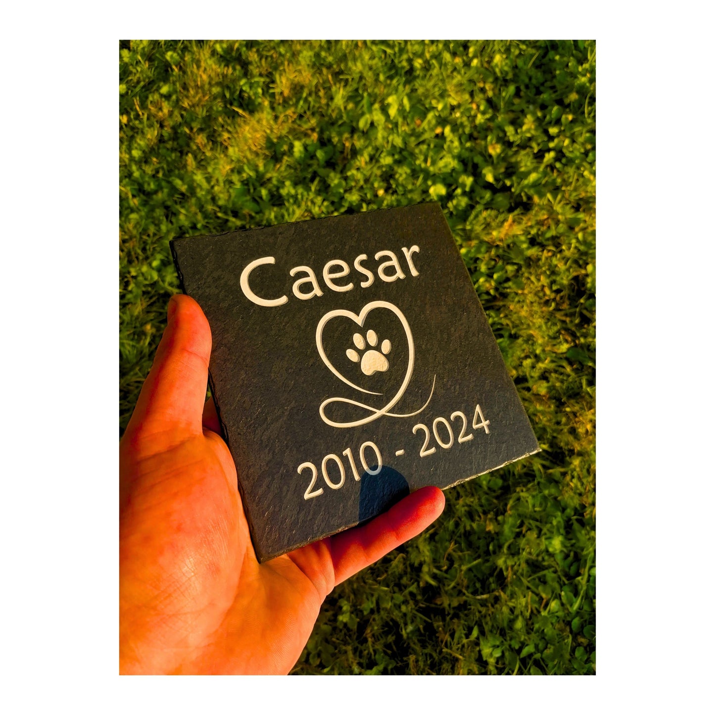 Personalised Custom Pet Paw Print | Engraved Natural Slate Memorial Plaque | Gold Copper Silver | Memories Tributes Markers Stone Headstones