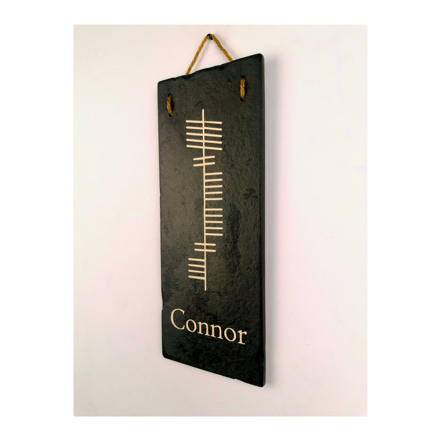 Ogham Wall Hanging | Natural Slate | Handmade Deep Engraved Signs | Celtic Irish Gaelic Traditional | Rustic Home Decor | Unique Gift Ideas