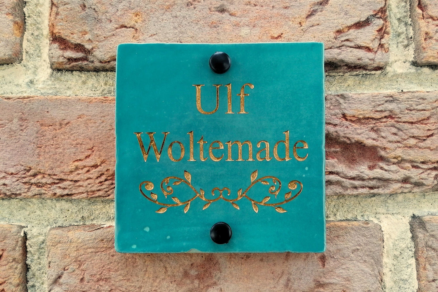 Engraved Ceramic Wall Tile Address Sign | Irish Handmade Square Door Number House Name | Rustic Custom Personalised Postcode Mailbox Irish