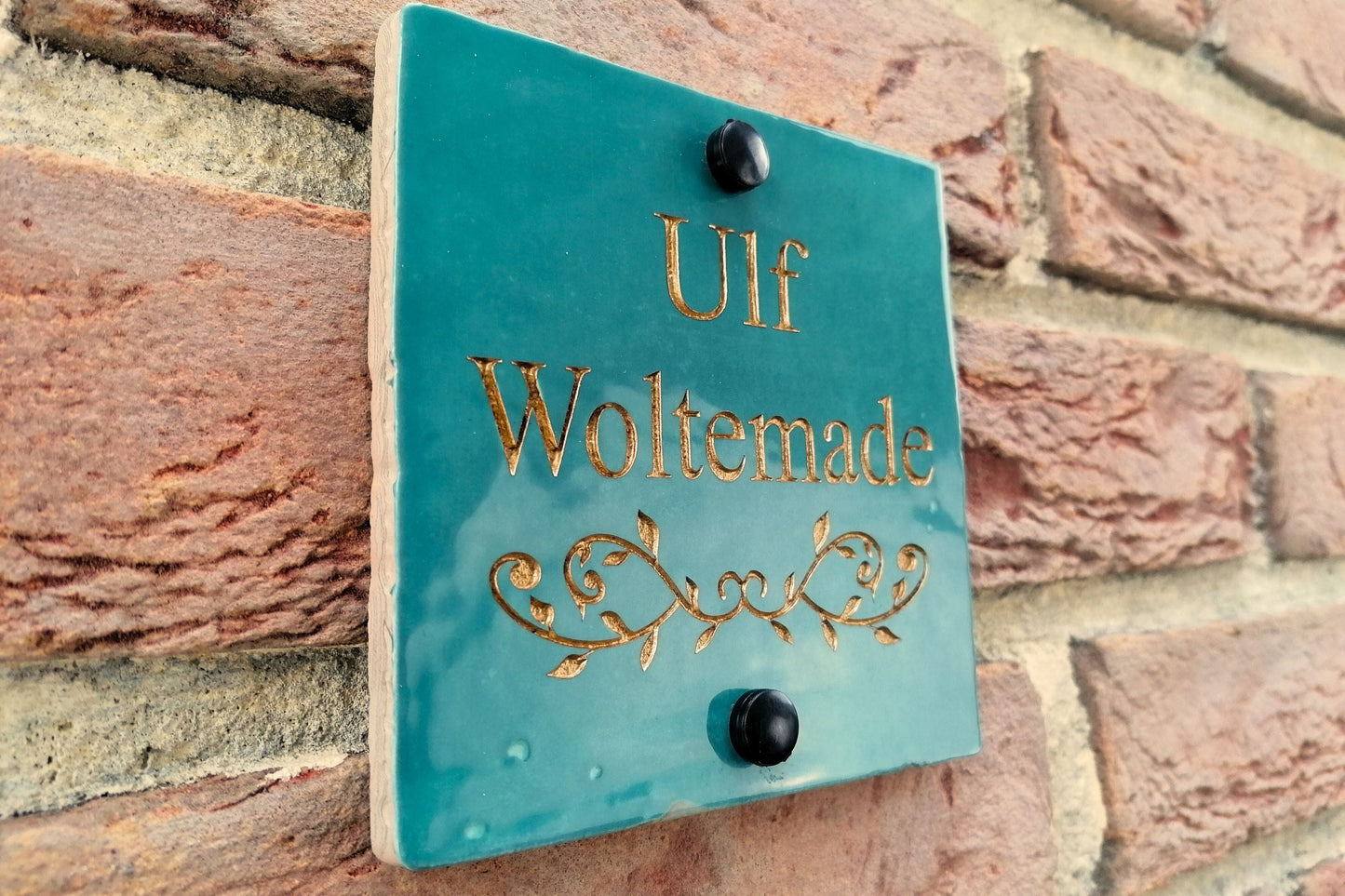 Engraved Ceramic Wall Tile Address Sign | Irish Handmade Square Door Number House Name | Rustic Custom Personalised Postcode Mailbox Irish