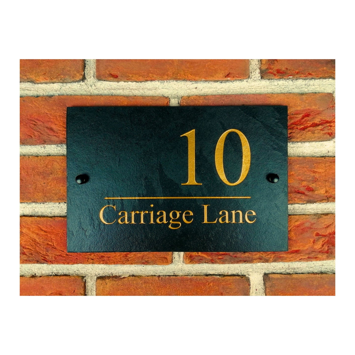 Engraved Natural Slate House Address Sign - Rustic Farmhouse Style Door Number - Wedding, Housewarming, Anniversary Gift Idea