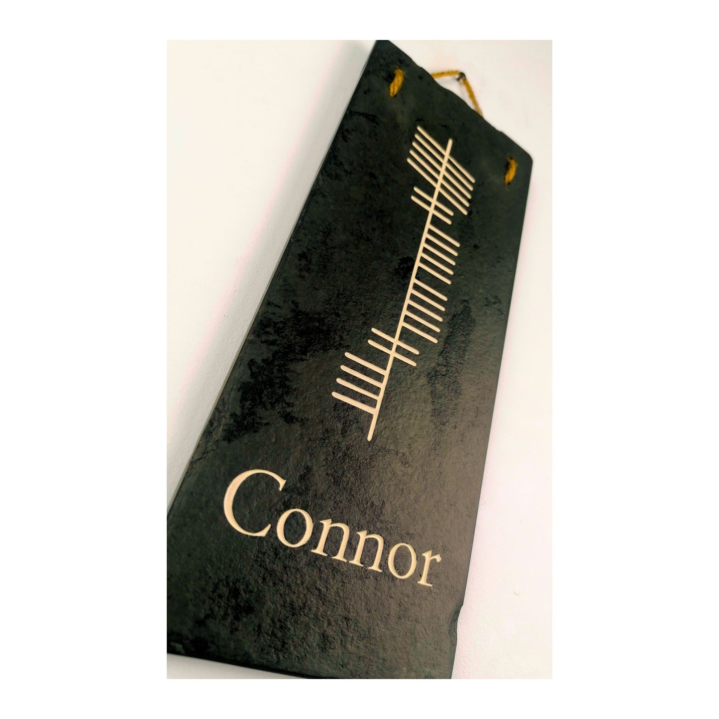 Ogham Wall Hanging | Natural Slate | Handmade Deep Engraved Signs | Celtic Irish Gaelic Traditional | Rustic Home Decor | Unique Gift Ideas