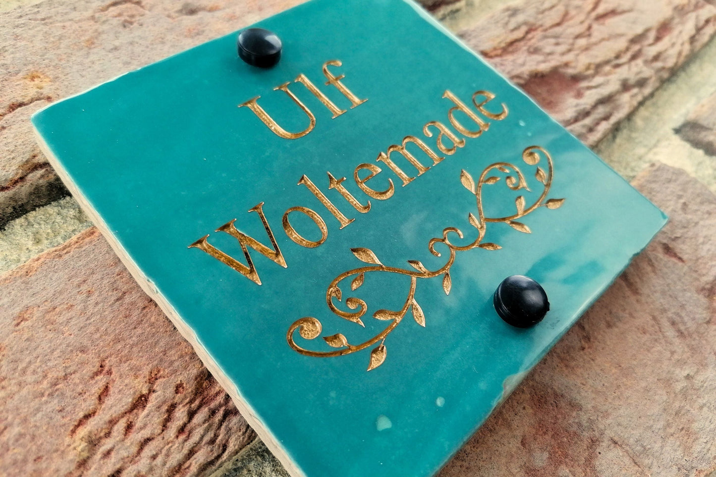 Engraved Ceramic Wall Tile Address Sign | Irish Handmade Square Door Number House Name | Rustic Custom Personalised Postcode Mailbox Irish