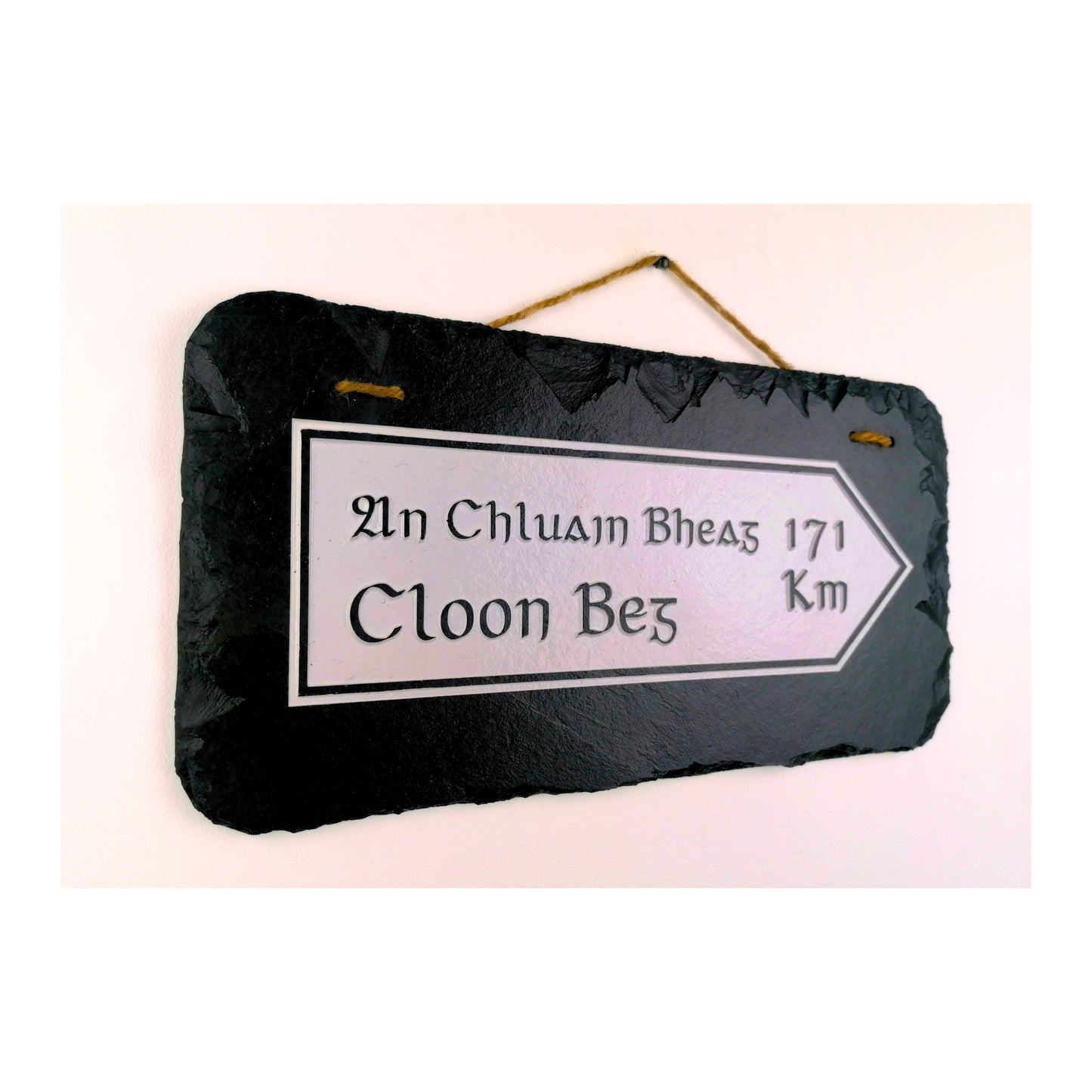 Irish Street Road Sign | Town Village Hometown | Rustic Natural Slate Wall Hanging