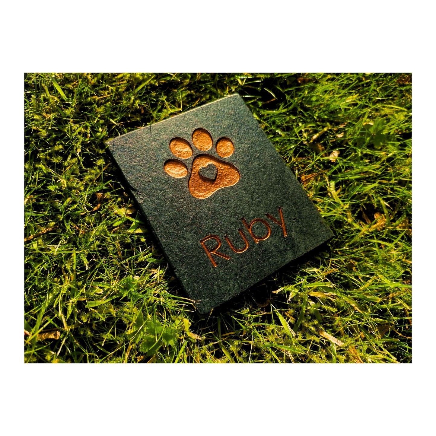 Personalised Custom Pet Paw Print | Engraved Natural Slate Memorial Plaque | Gold Copper Silver | Memories Tributes Markers Stone Headstones