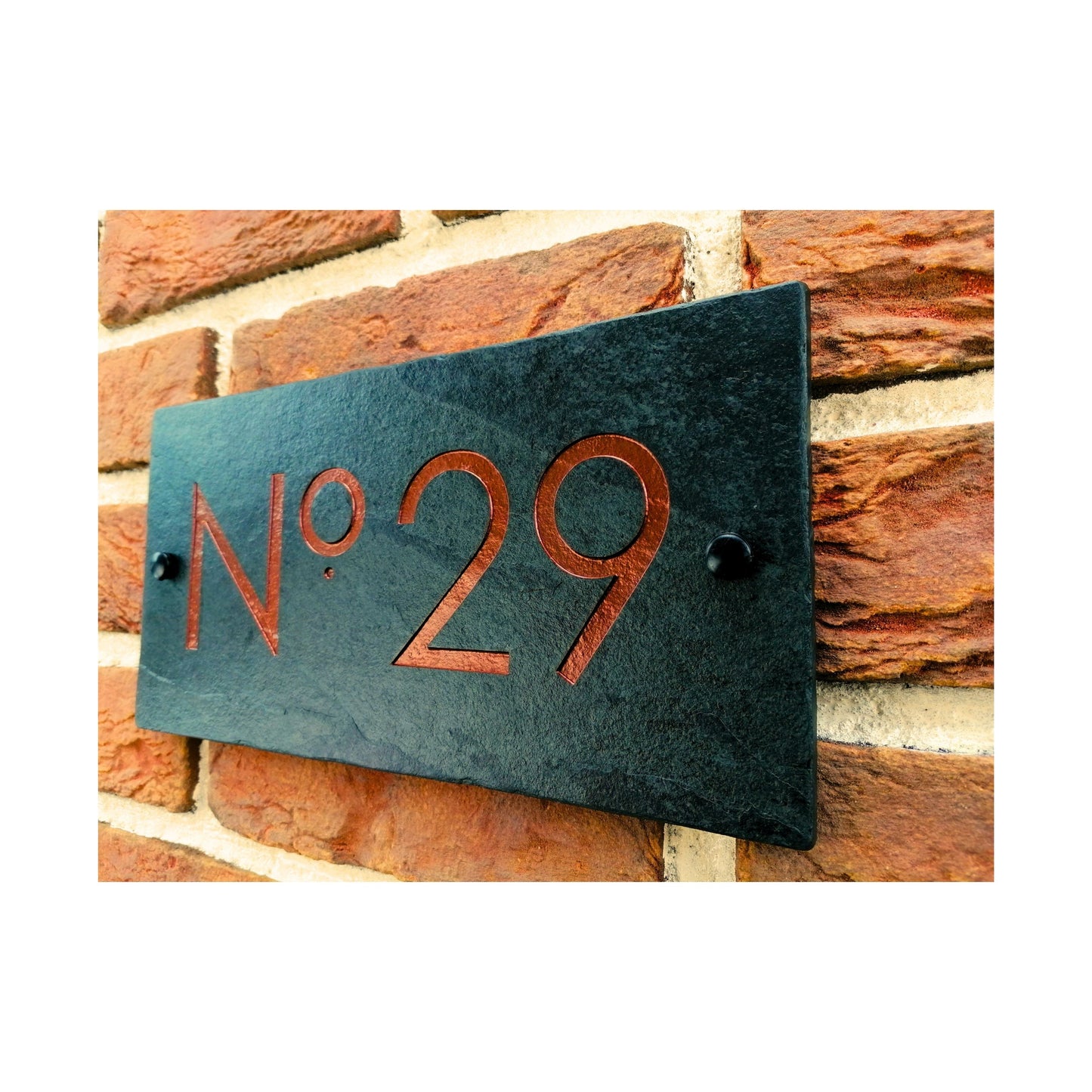Engraved Natural Slate House Address Sign - Rustic Farmhouse Style Door Number - Wedding, Housewarming, Anniversary Gift Idea
