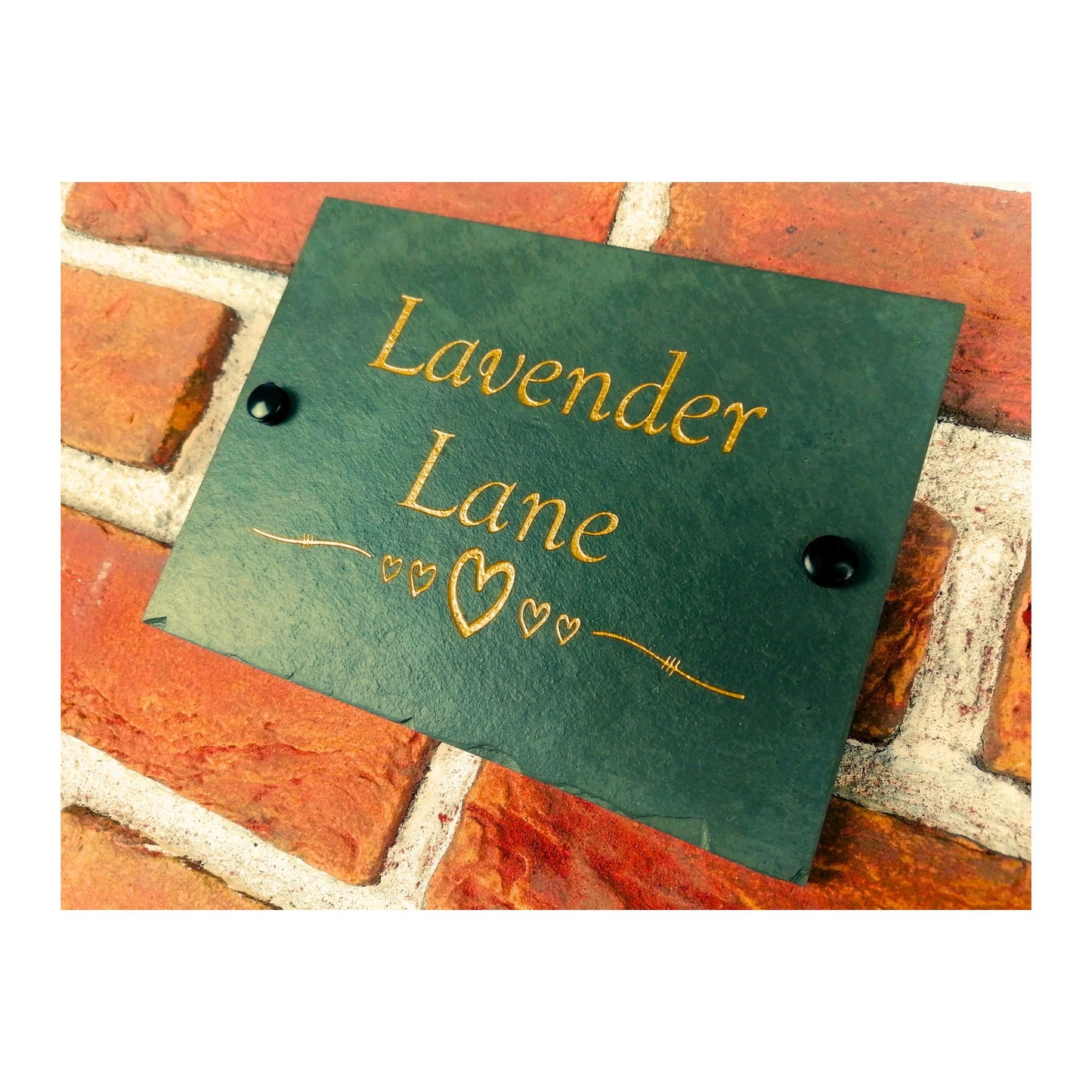 Engraved Natural Slate House Address Sign - Rustic Farmhouse Style Door Number - Wedding, Housewarming, Anniversary Gift Idea