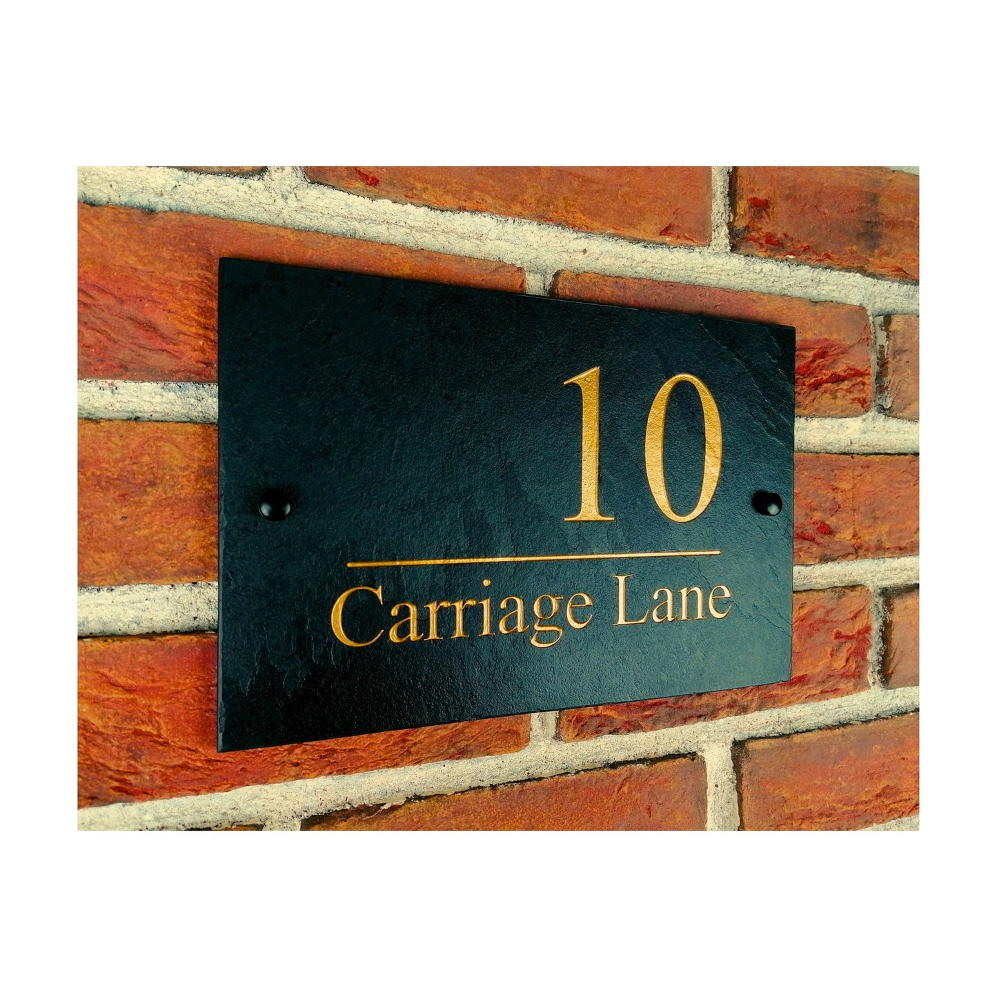 Engraved Natural Slate House Address Sign - Rustic Farmhouse Style Door Number - Wedding, Housewarming, Anniversary Gift Idea