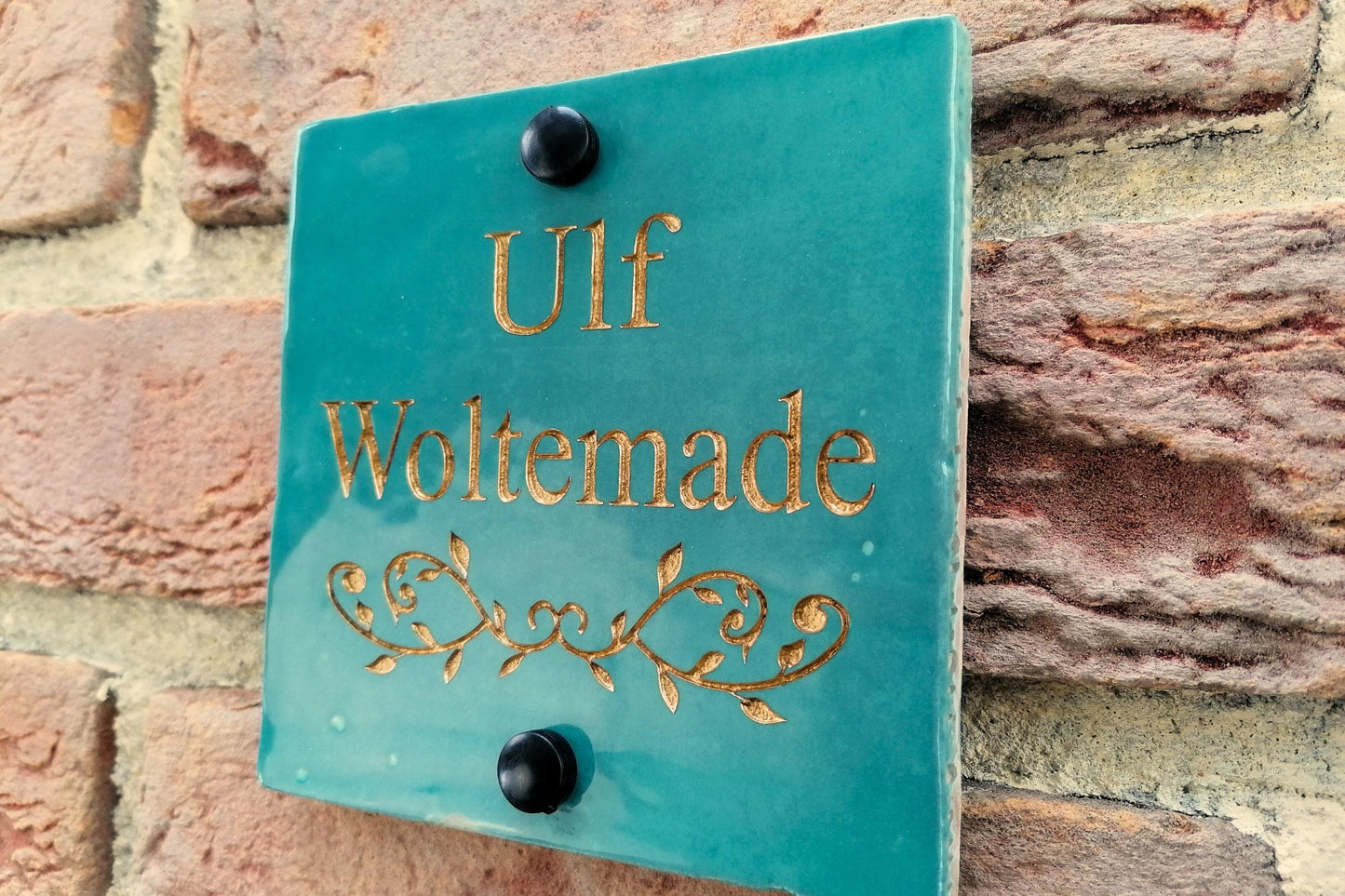 Engraved Ceramic Wall Tile Address Sign | Irish Handmade Square Door Number House Name | Rustic Custom Personalised Postcode Mailbox Irish