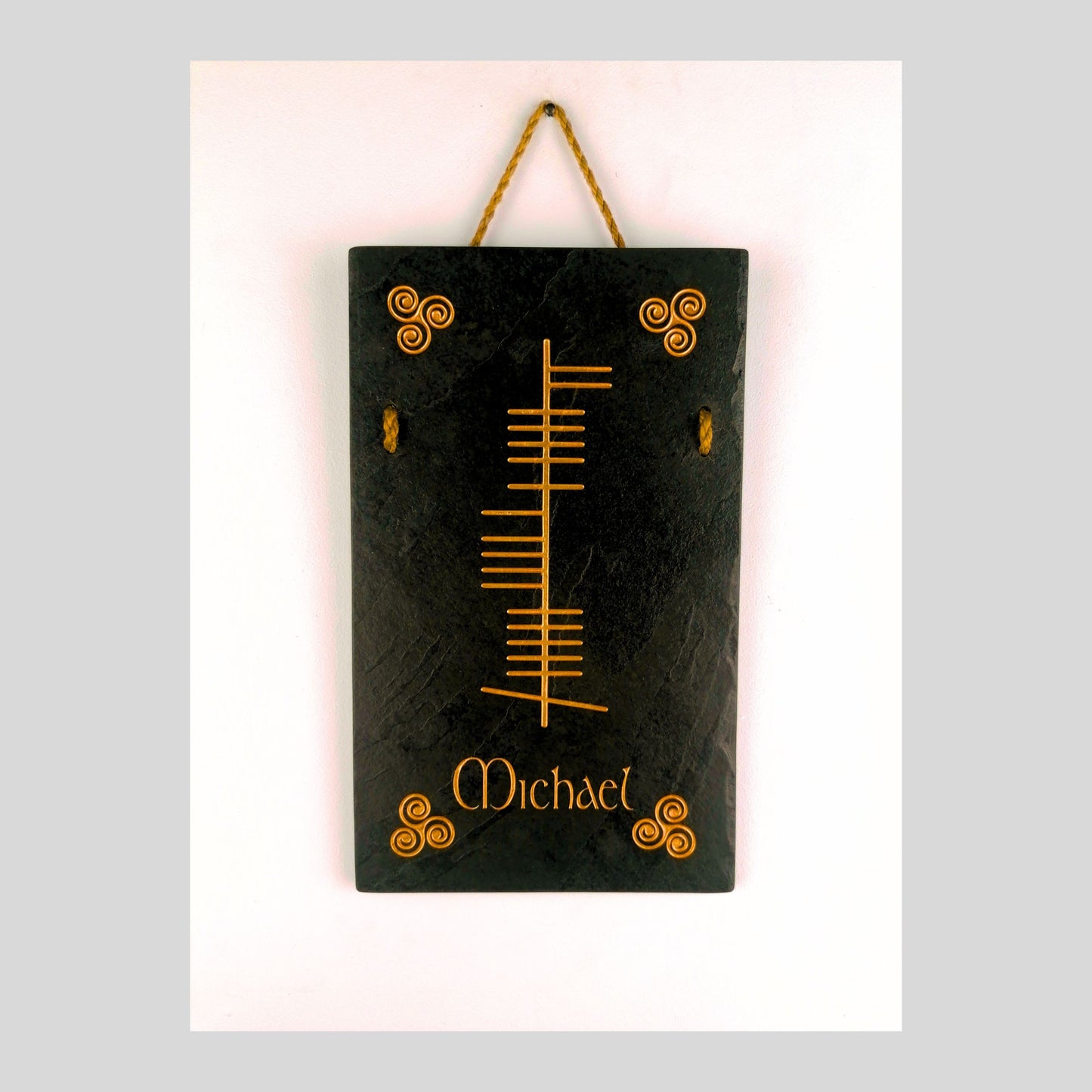 Ogham Irish Plaque Wall Hanging Éire Ireland Home Rustic Natural Slate House Name Farmhouse