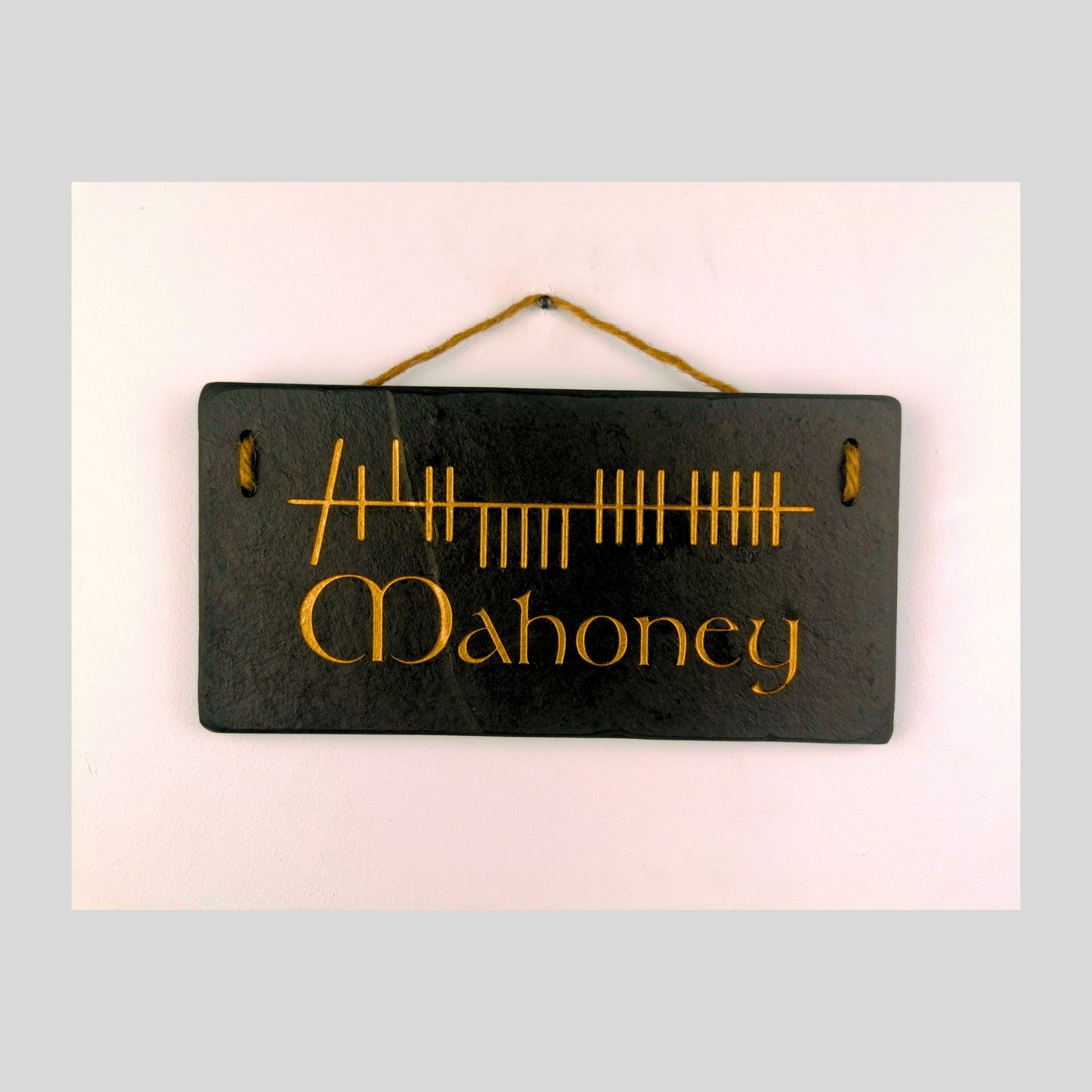 Ogham Wall Hanging | Natural Slate | Handmade Deep Engraved Signs | Celtic Irish Gaelic Traditional | Rustic Home Decor | Unique Gift Ideas