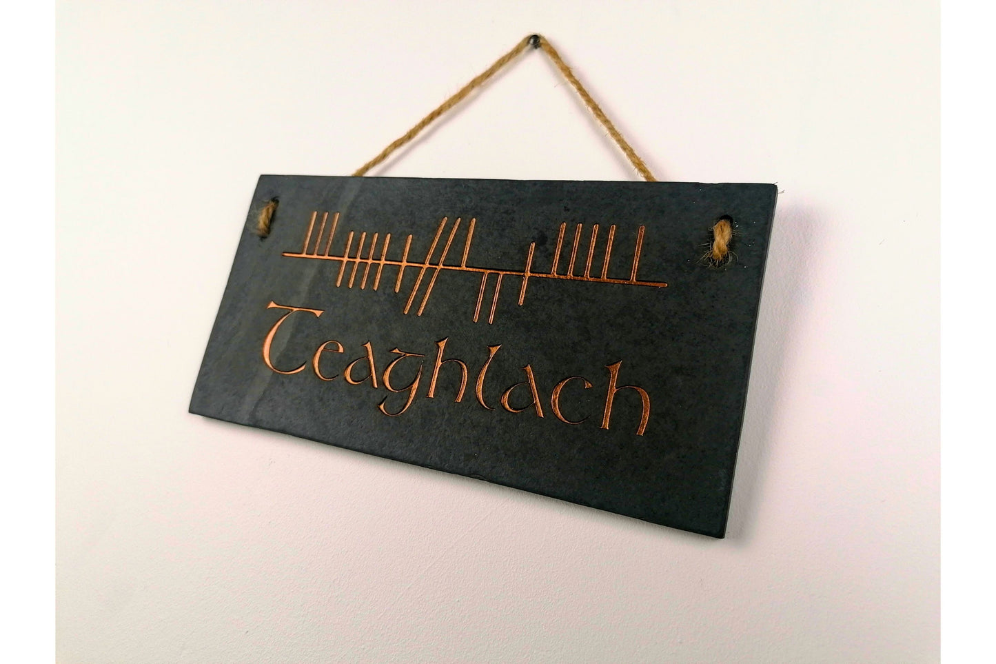 Ogham Wall Hanging | Natural Slate | Handmade Deep Engraved Signs | Celtic Irish Gaelic Traditional | Rustic Home Decor | Unique Gift Ideas