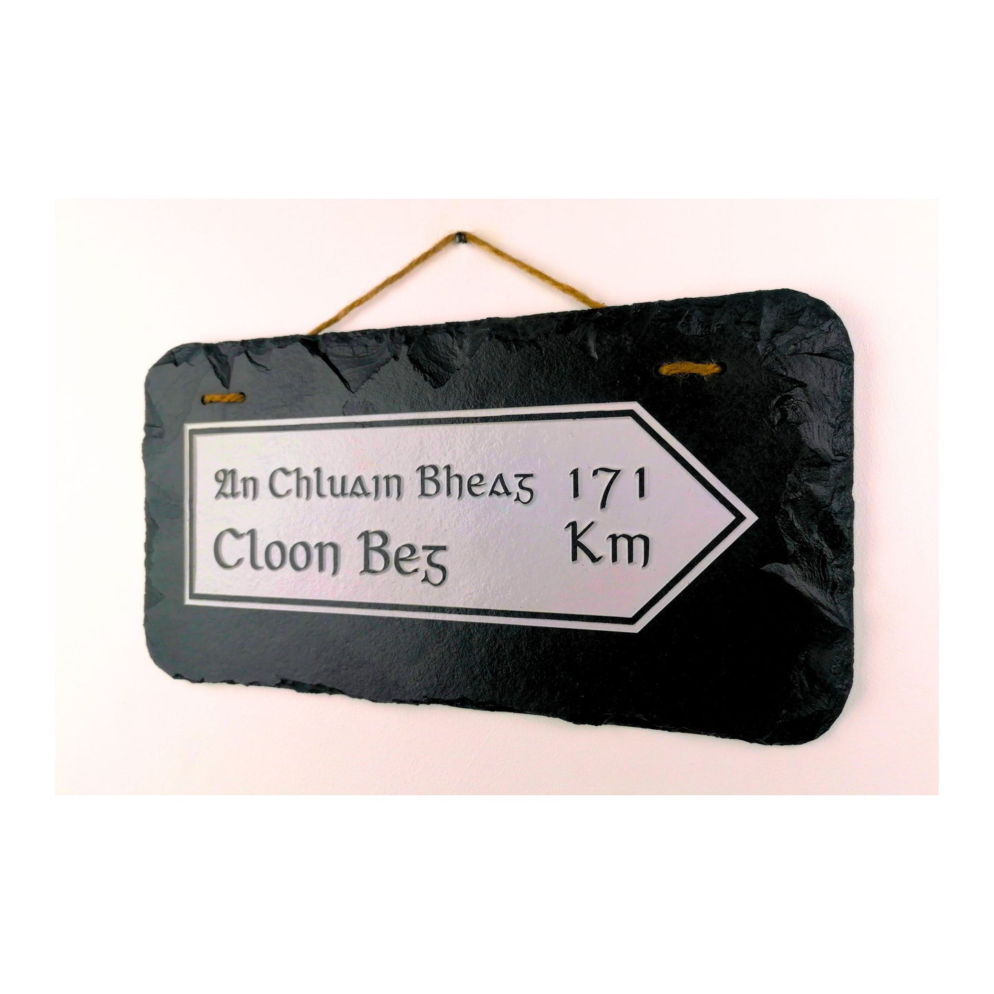 Irish Street Road Sign | Town Village Hometown | Rustic Natural Slate Wall Hanging