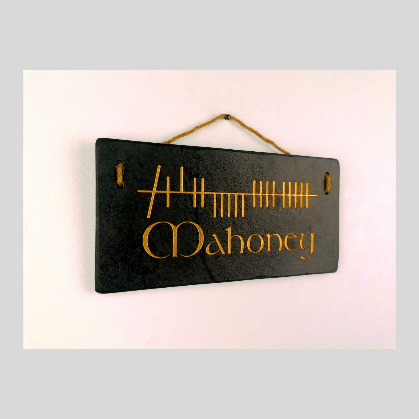 Ogham Wall Hanging | Natural Slate | Handmade Deep Engraved Signs | Celtic Irish Gaelic Traditional | Rustic Home Decor | Unique Gift Ideas