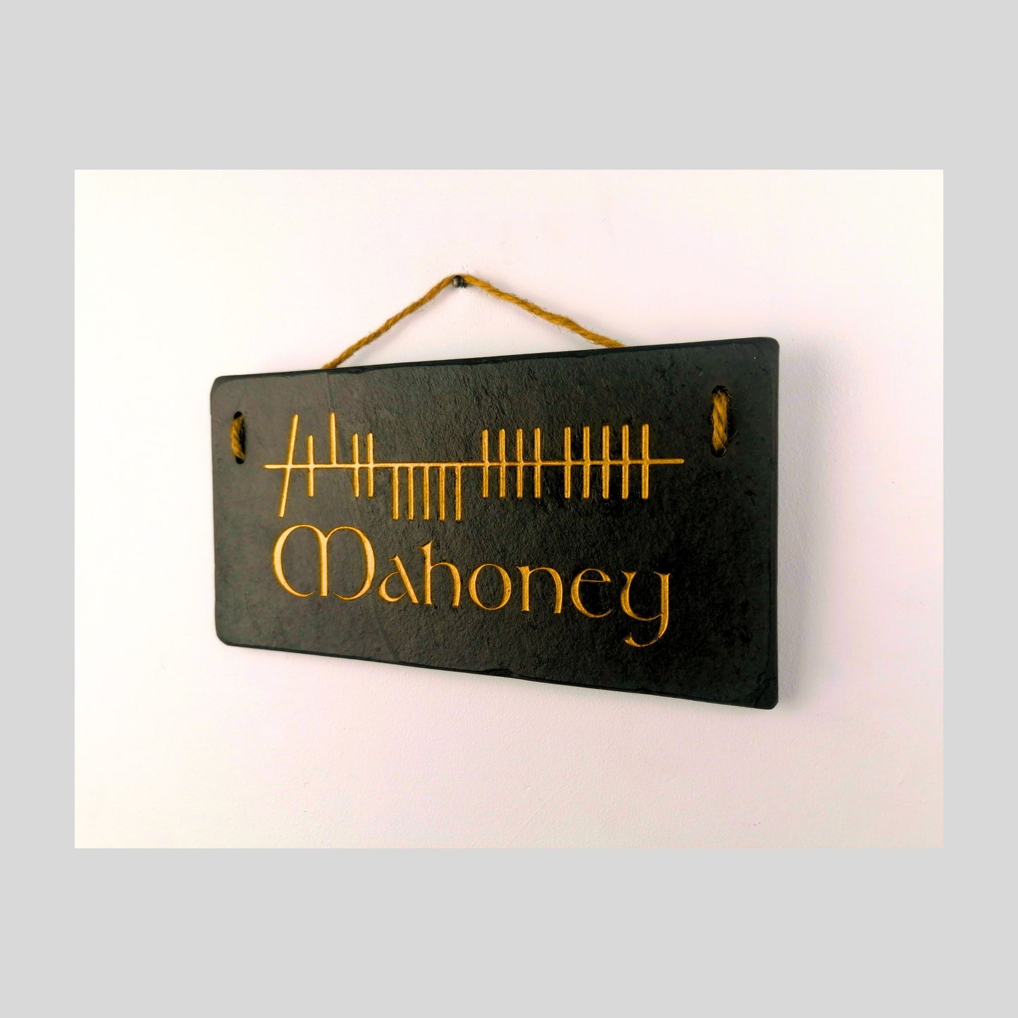 Ogham Wall Hanging | Natural Slate | Handmade Deep Engraved Signs | Celtic Irish Gaelic Traditional | Rustic Home Decor | Unique Gift Ideas