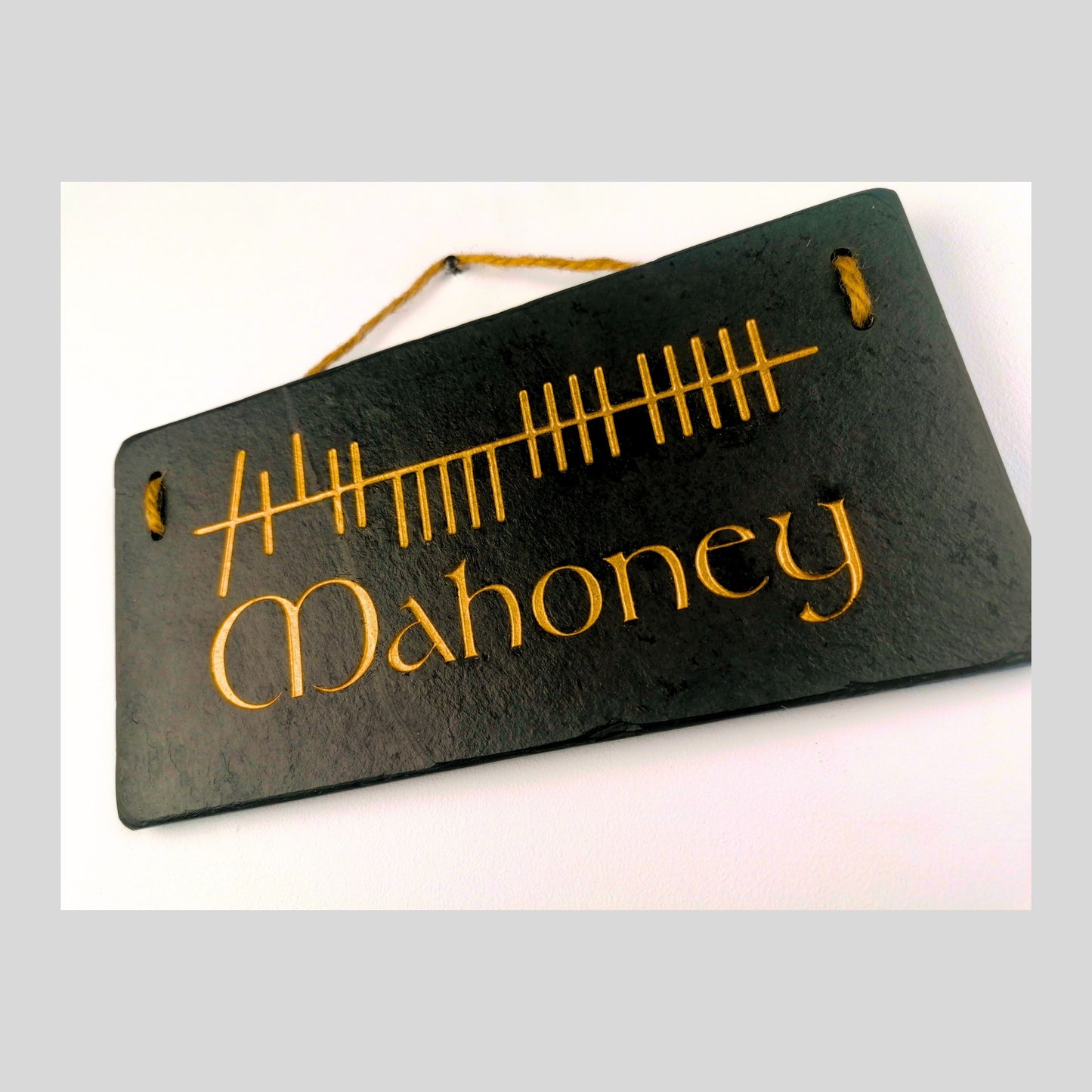 Ogham Wall Hanging | Natural Slate | Handmade Deep Engraved Signs | Celtic Irish Gaelic Traditional | Rustic Home Decor | Unique Gift Ideas