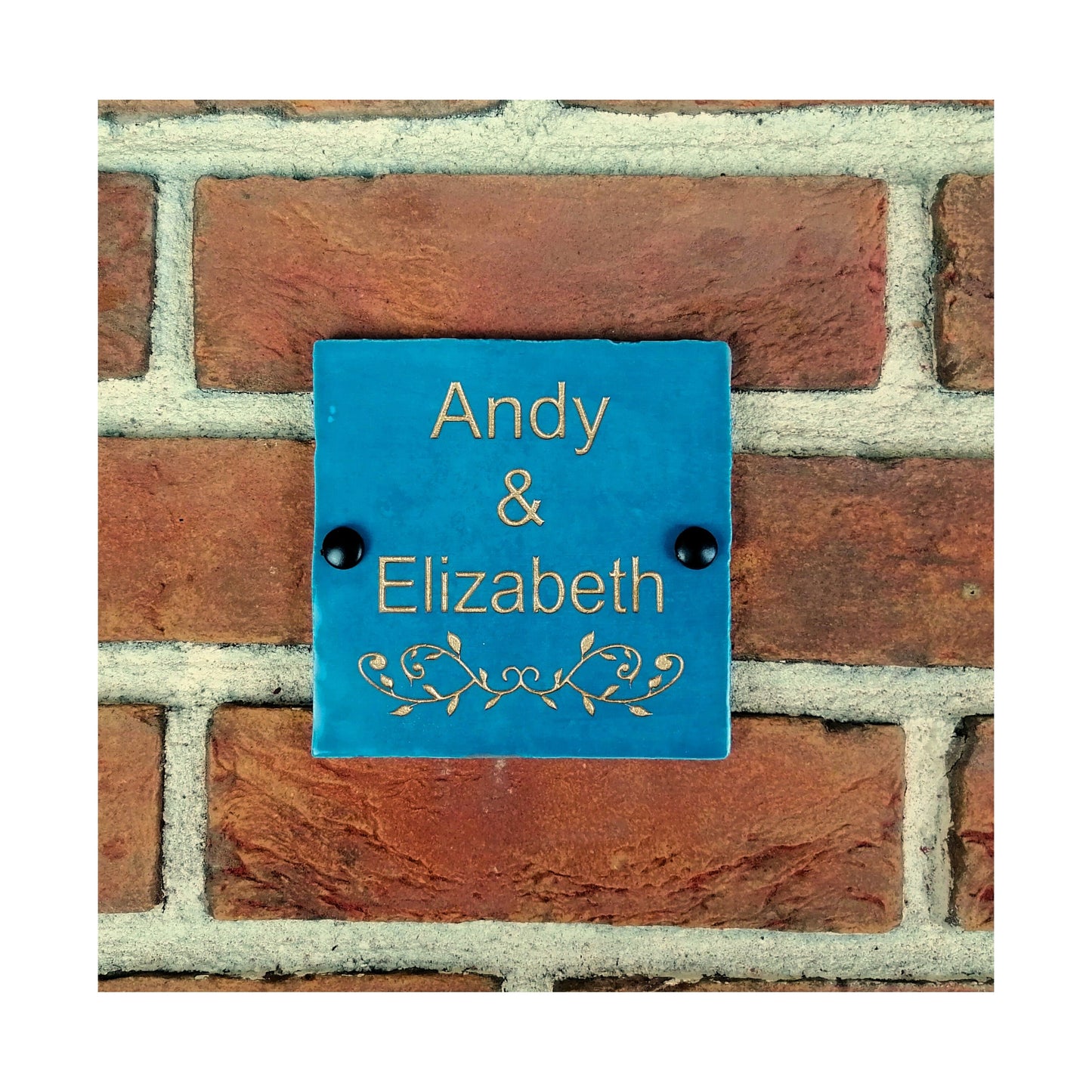 Engraved Ceramic Wall Tile Address Sign | Irish Handmade Square Door Number House Name | Rustic Custom Personalised Postcode Mailbox Irish