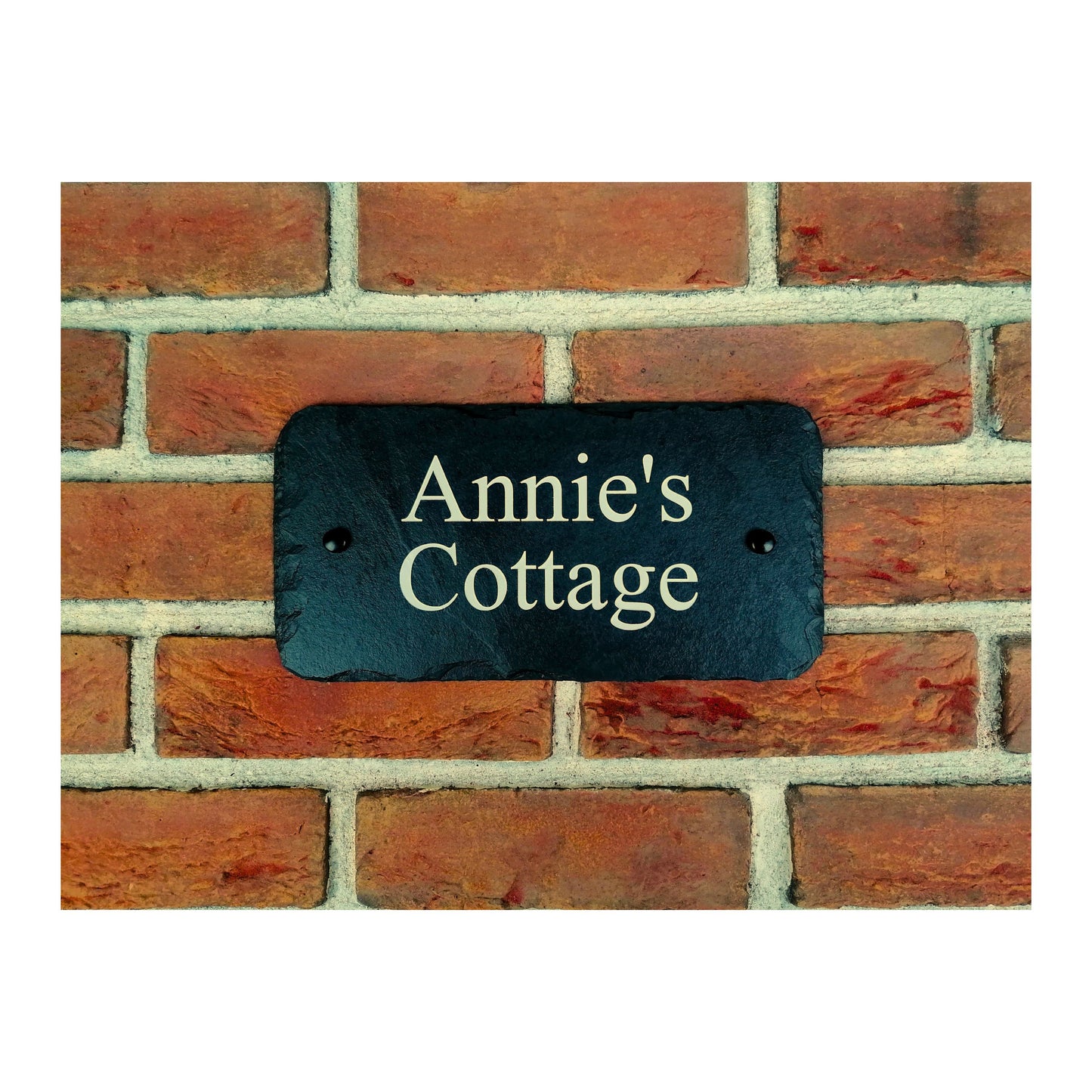 Engraved Natural Slate House Address Sign - Rustic Farmhouse Style Door Number - Wedding, Housewarming, Anniversary Gift Idea