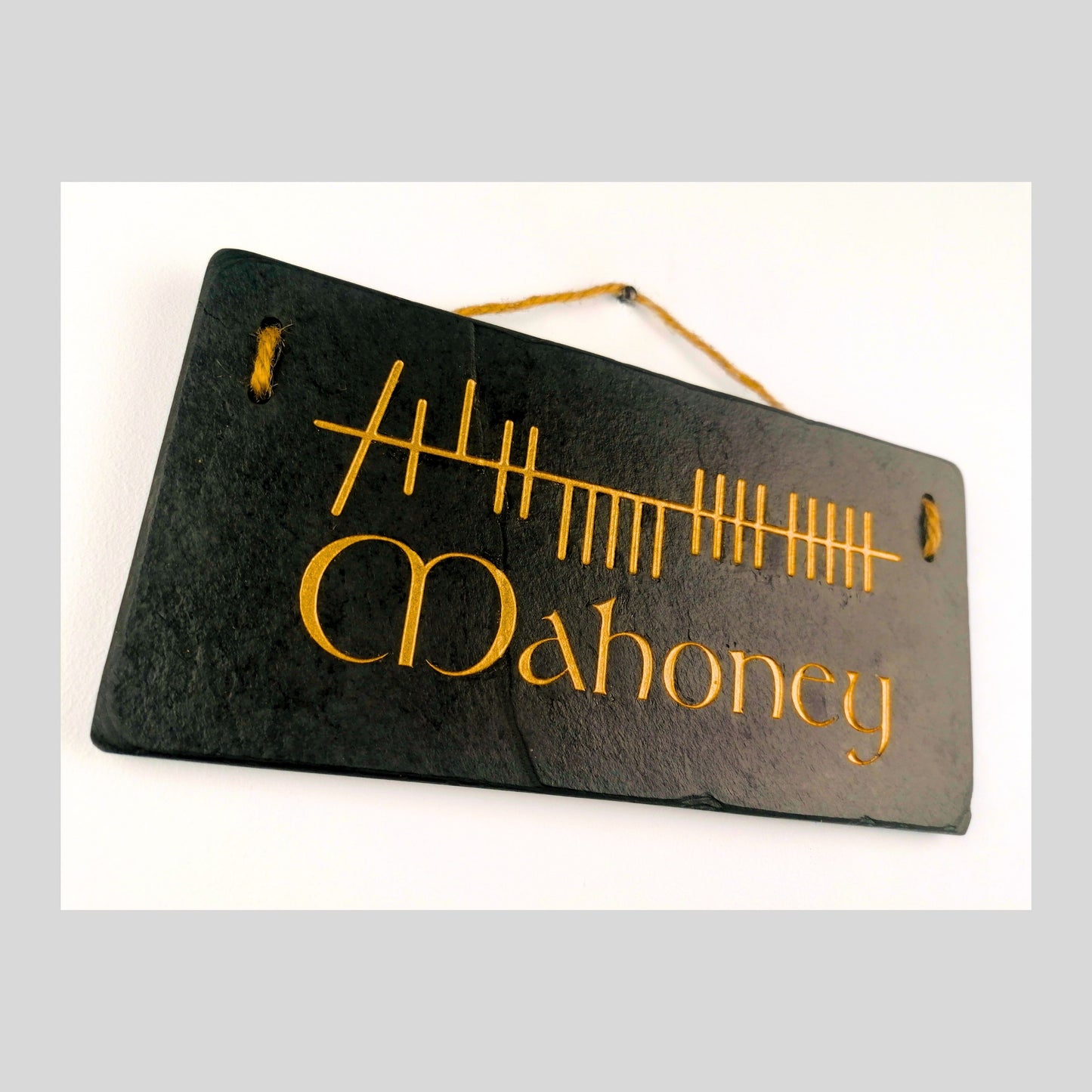 Ogham Wall Hanging | Natural Slate | Handmade Deep Engraved Signs | Celtic Irish Gaelic Traditional | Rustic Home Decor | Unique Gift Ideas