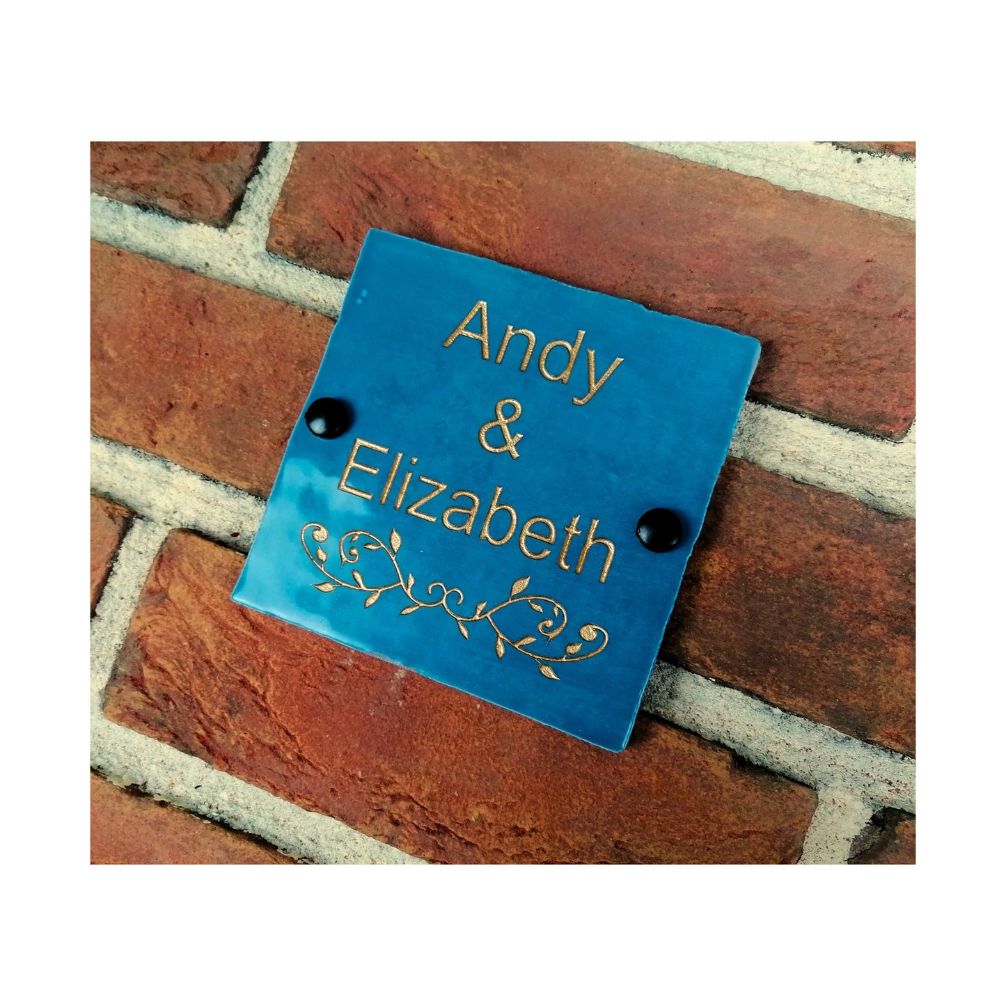 Engraved Ceramic Wall Tile Address Sign | Irish Handmade Square Door Number House Name | Rustic Custom Personalised Postcode Mailbox Irish
