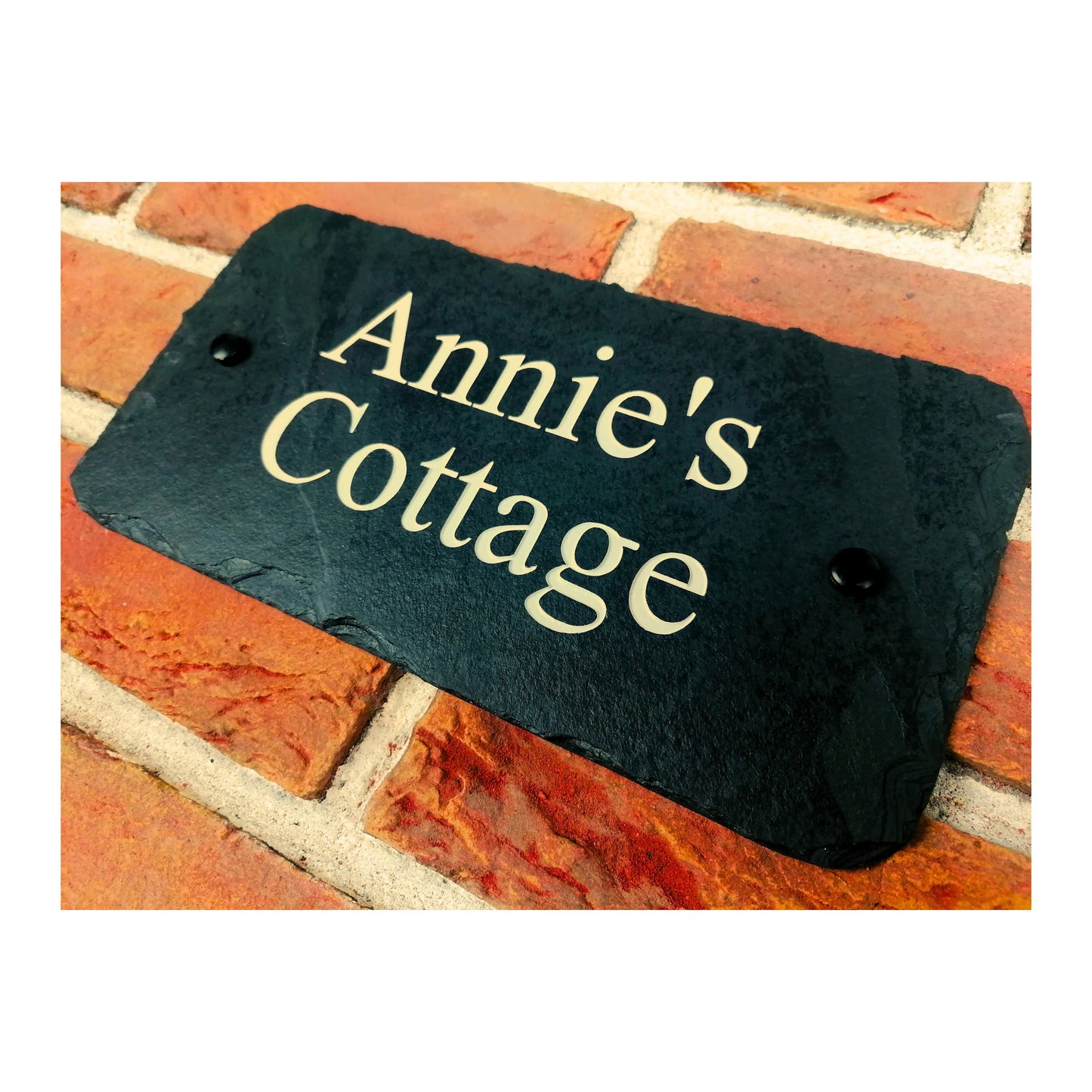 Engraved Natural Slate House Address Sign - Rustic Farmhouse Style Door Number - Wedding, Housewarming, Anniversary Gift Idea