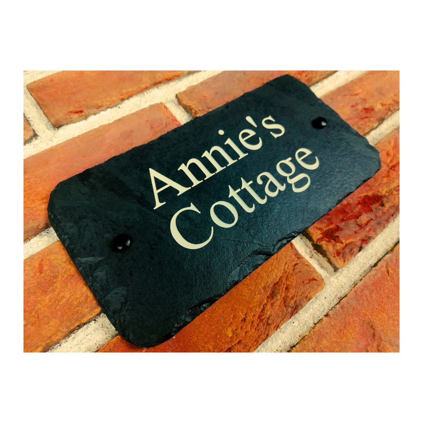 Engraved Natural Slate House Address Sign - Rustic Farmhouse Style Door Number - Wedding, Housewarming, Anniversary Gift Idea