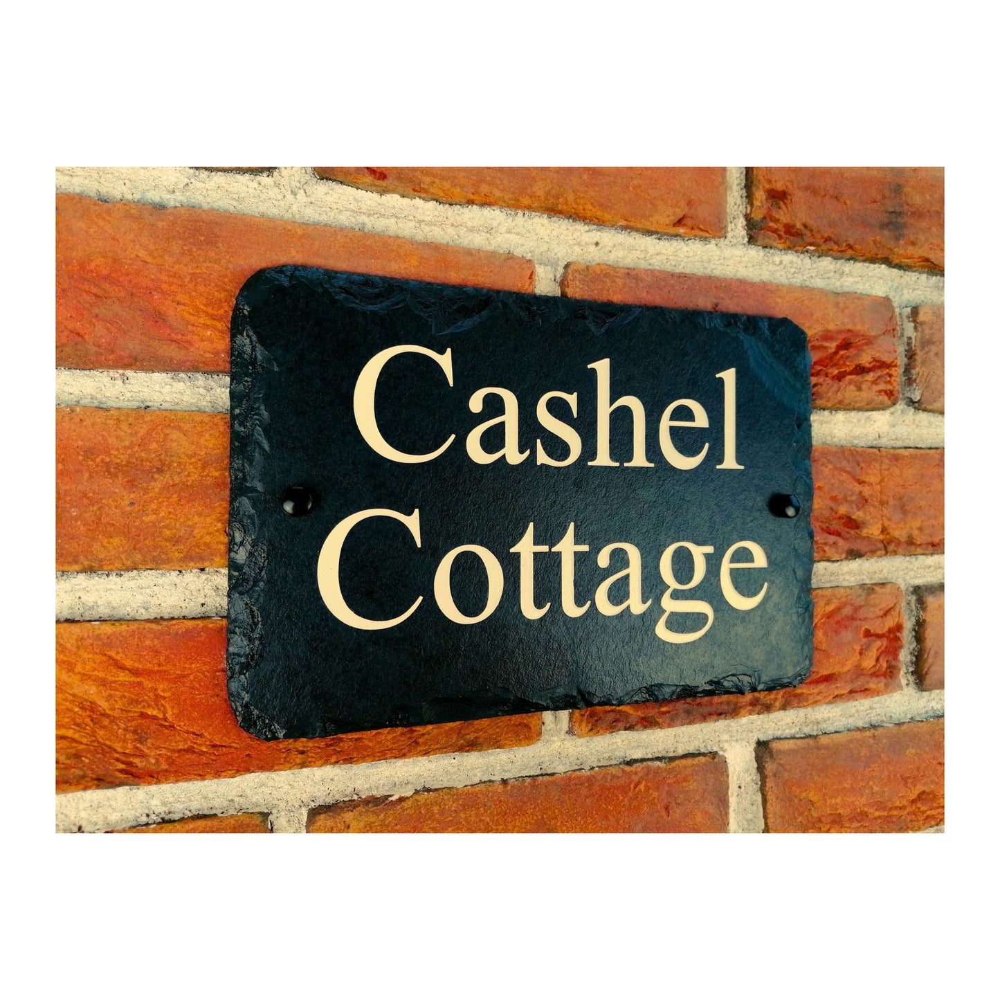 Engraved Natural Slate House Address Sign - Rustic Farmhouse Style Door Number - Wedding, Housewarming, Anniversary Gift Idea