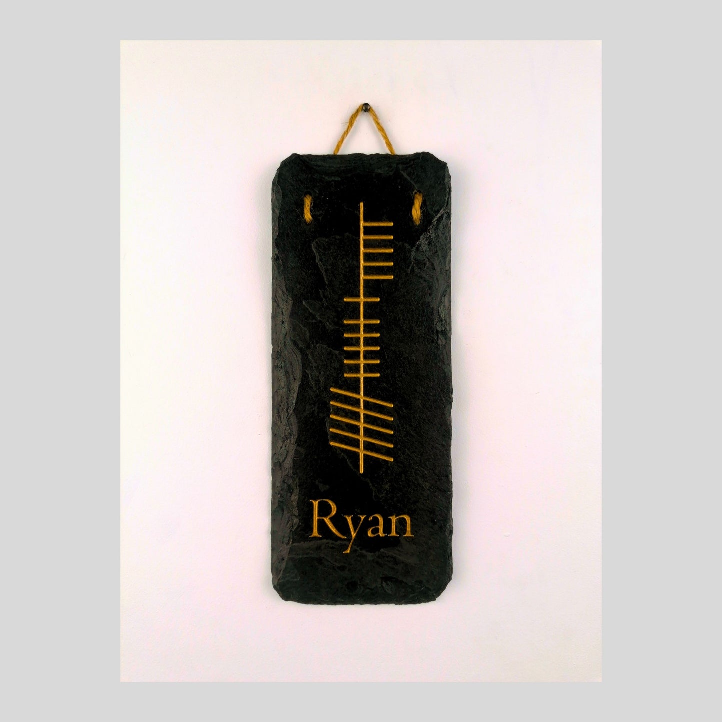 Ogham Wall Hanging | Natural Slate | Handmade Deep Engraved Signs | Celtic Irish Gaelic Traditional | Rustic Home Decor | Unique Gift Ideas