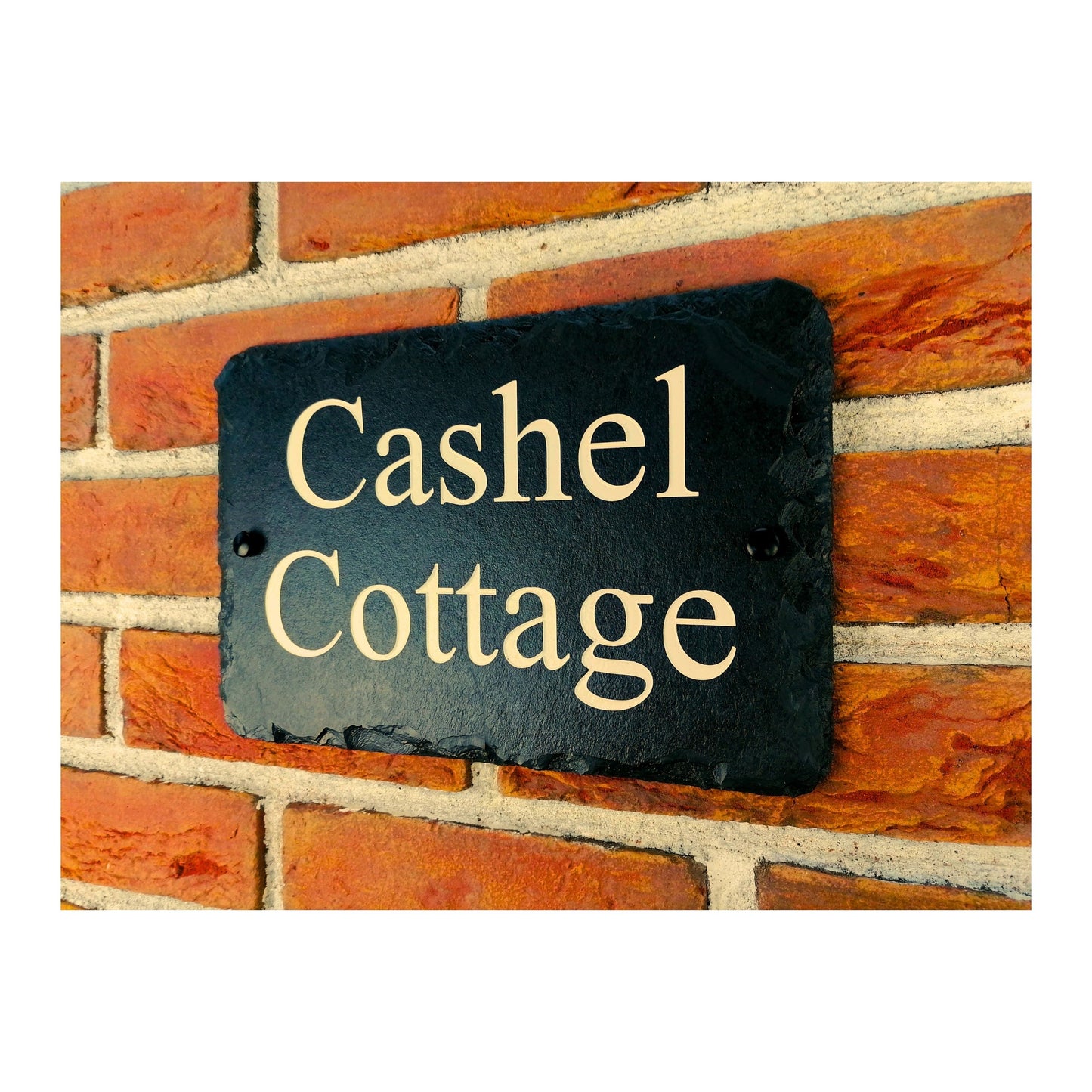 Engraved Natural Slate House Address Sign - Rustic Farmhouse Style Door Number - Wedding, Housewarming, Anniversary Gift Idea