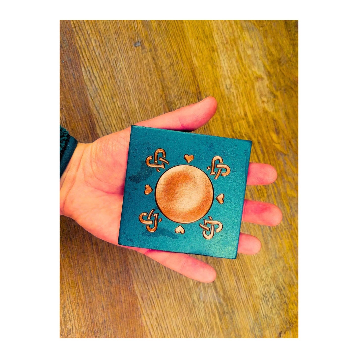 Handmade Tealight Candle Holder | Deep Engraved Natural Slate | Unique Gift Idea | Made In Ireland | Gold Copper Silver | Modern Home Decor