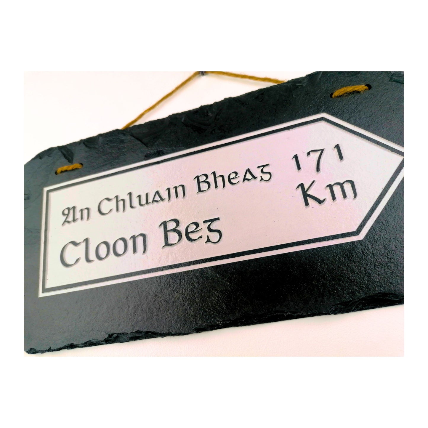Irish Street Road Sign | Town Village Hometown | Rustic Natural Slate Wall Hanging