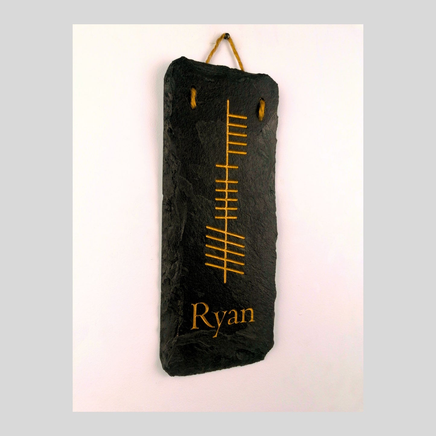 Ogham Wall Hanging | Natural Slate | Handmade Deep Engraved Signs | Celtic Irish Gaelic Traditional | Rustic Home Decor | Unique Gift Ideas