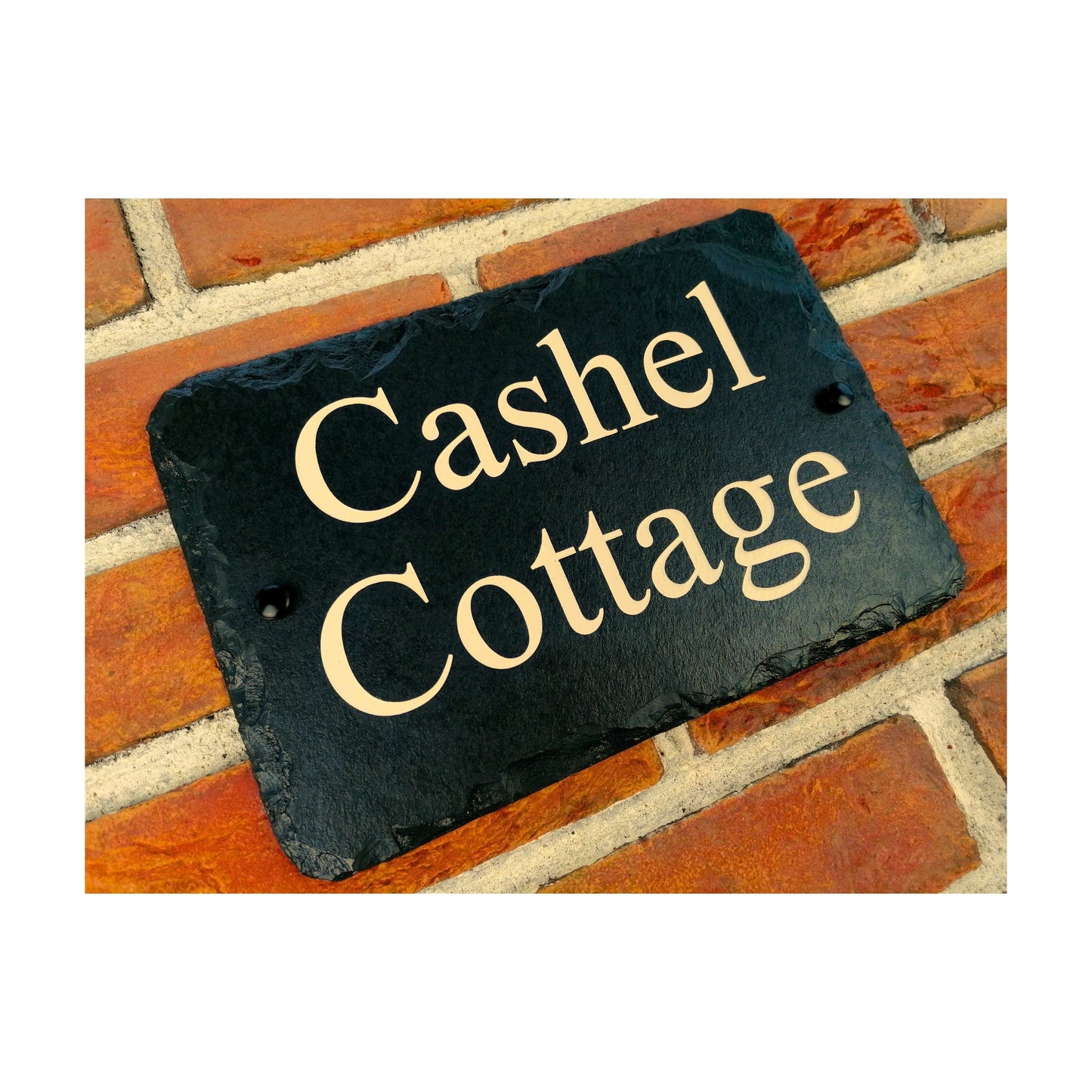 Engraved Natural Slate House Address Sign - Rustic Farmhouse Style Door Number - Wedding, Housewarming, Anniversary Gift Idea