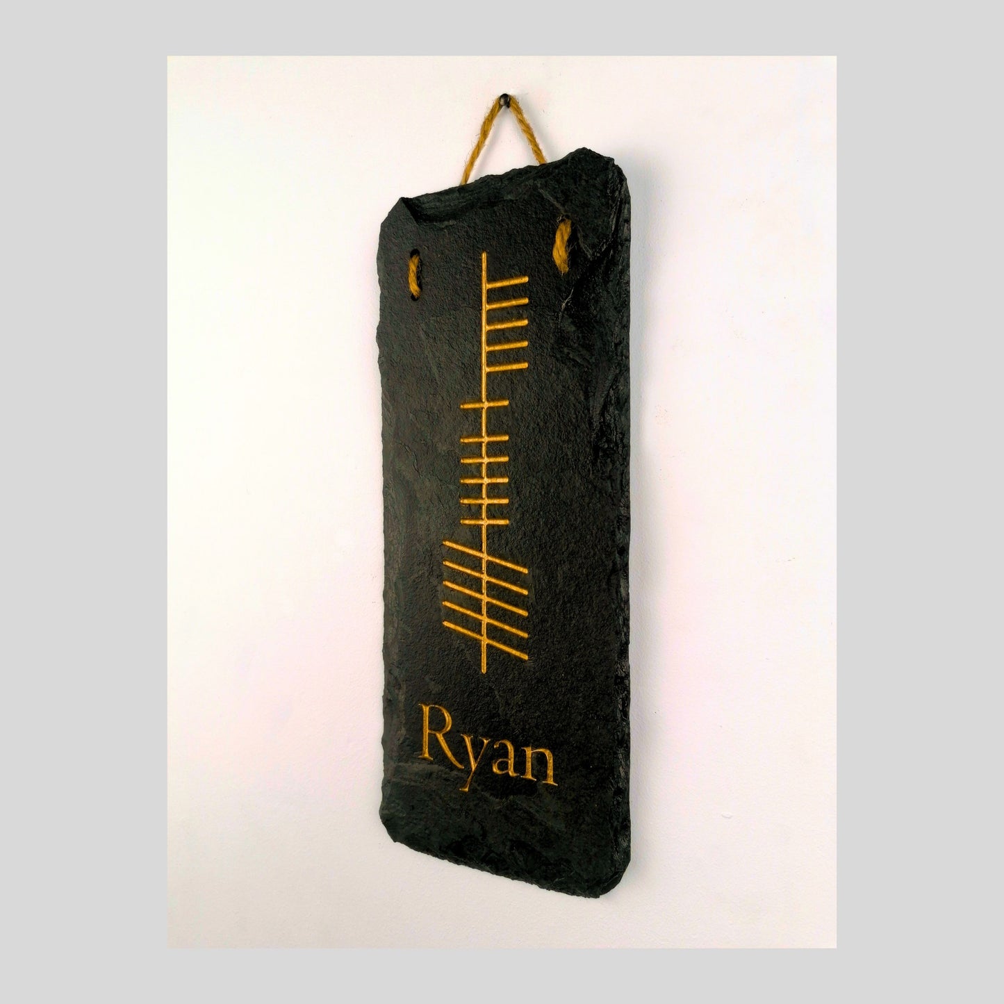 Ogham Wall Hanging | Natural Slate | Handmade Deep Engraved Signs | Celtic Irish Gaelic Traditional | Rustic Home Decor | Unique Gift Ideas