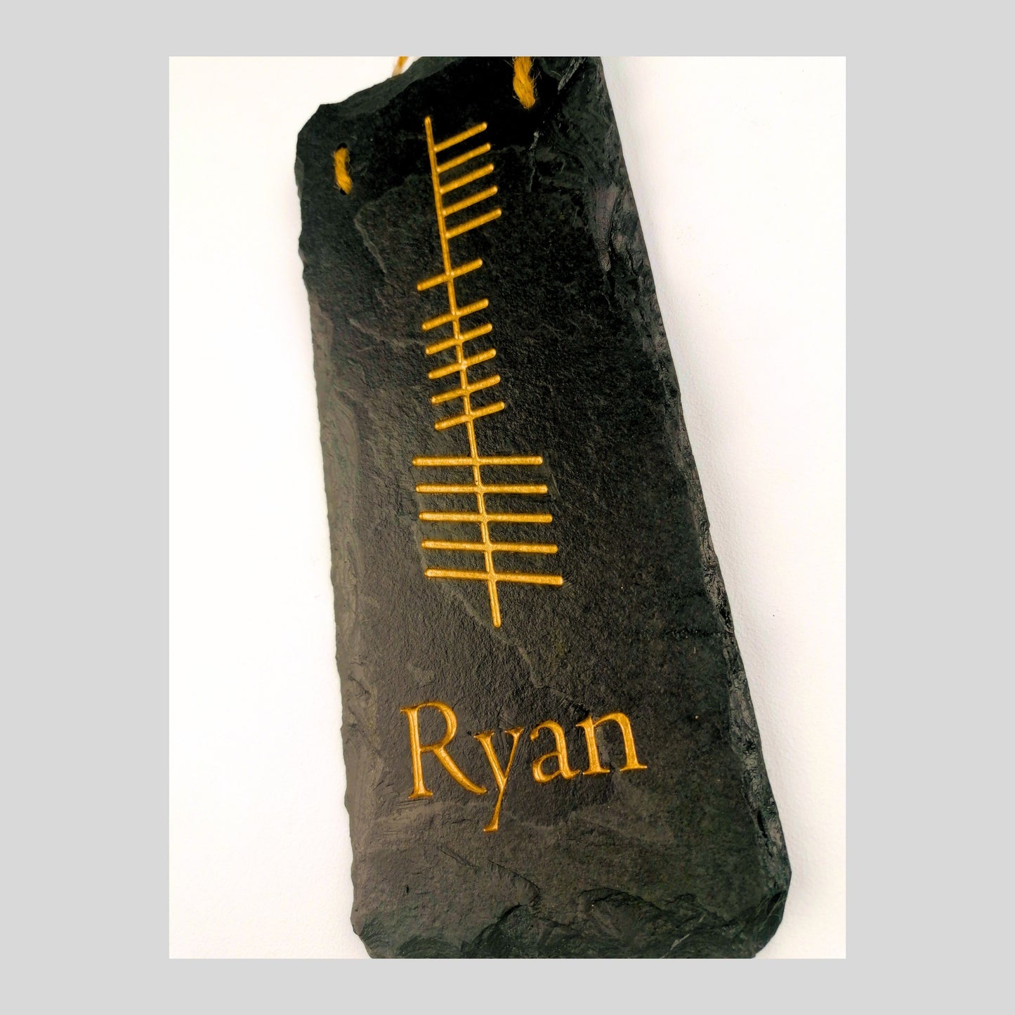 Ogham Wall Hanging | Natural Slate | Handmade Deep Engraved Signs | Celtic Irish Gaelic Traditional | Rustic Home Decor | Unique Gift Ideas