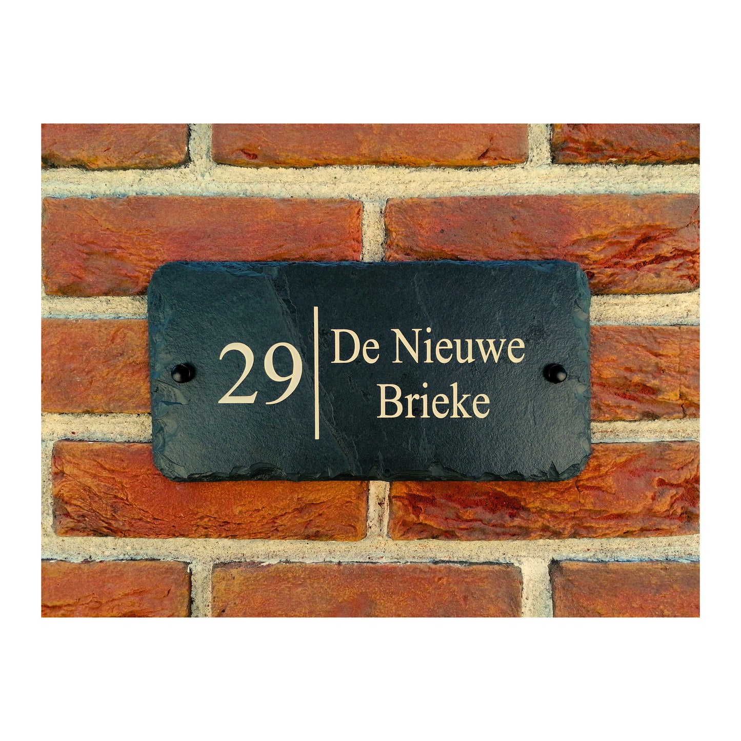 Engraved Natural Slate House Address Sign - Rustic Farmhouse Style Door Number - Wedding, Housewarming, Anniversary Gift Idea